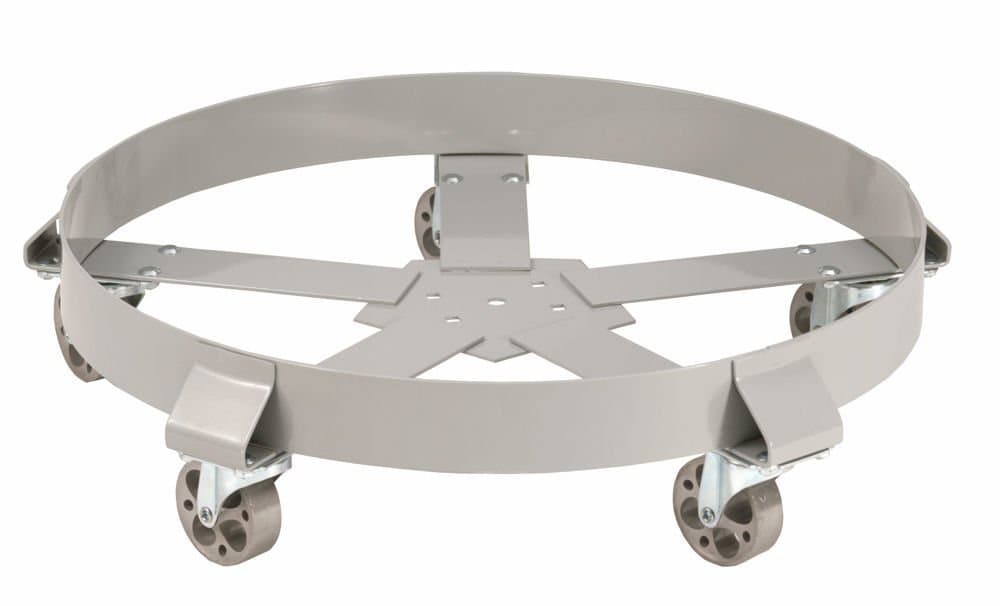 E.R. Wagner 2F00 Powder Coated 5-Wheel 55 Gallon Drum Dolly with Semi-Steel Wheel Casters, 1400 lbs Capacity Range, 6-1/2" Height