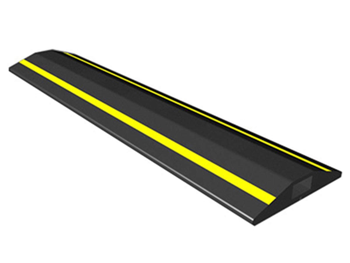 AllcamFCP 3m Rubber Floor Cable Cover/Cable Protector w/Hi Vis yellow Stripes & 15x 8 mm Cable Channel