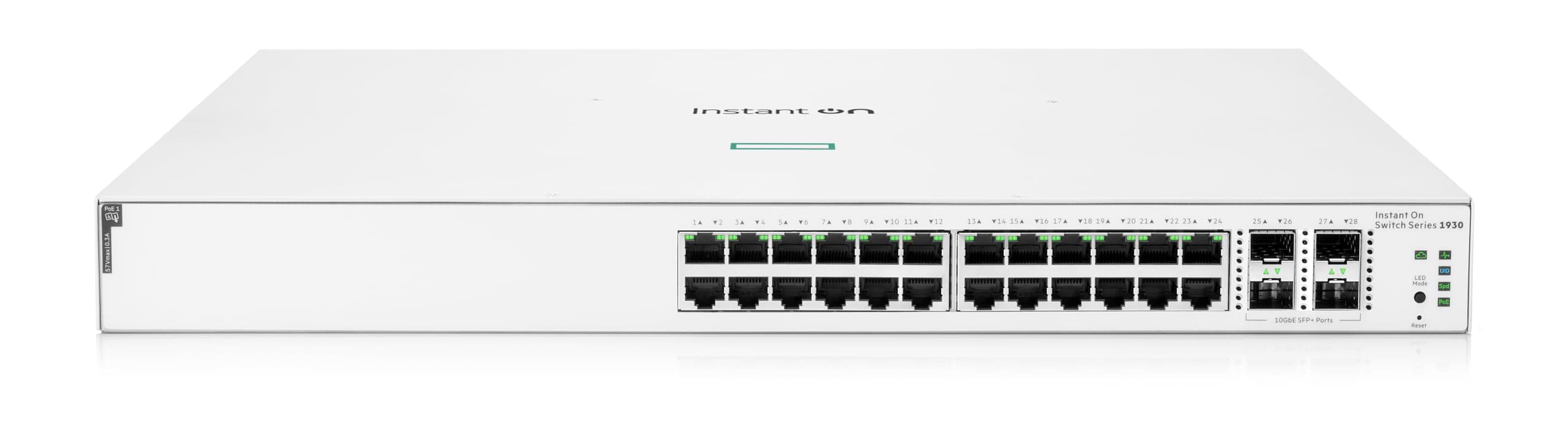 HPE Networking Instant On Switch Series 1930 24-Port Gb Smart-managed Layer 2+ Ethernet Switch with PoE | 24x 1G | 4x SFP+ | 24x CL4 PoE 370W | UK Cord (JL684B#ACC)