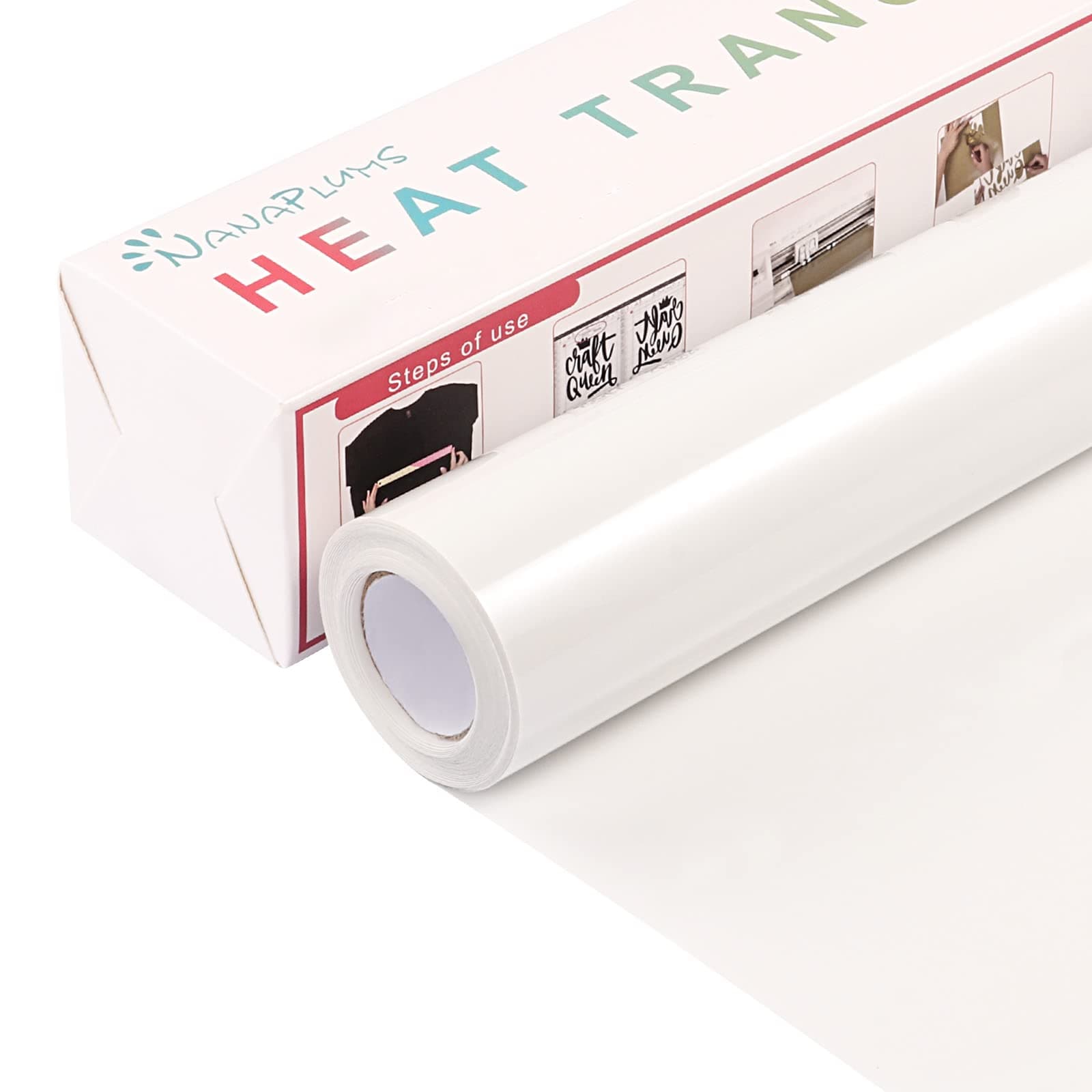 NANAPLUMS Plotter Film Textile, 30.5 cm x 4 m, Flex Film Plotter Textile, Iron-On Film for Textiles, Transfer Film for Iron-On DIY T-Shirt, Fabrics (White)