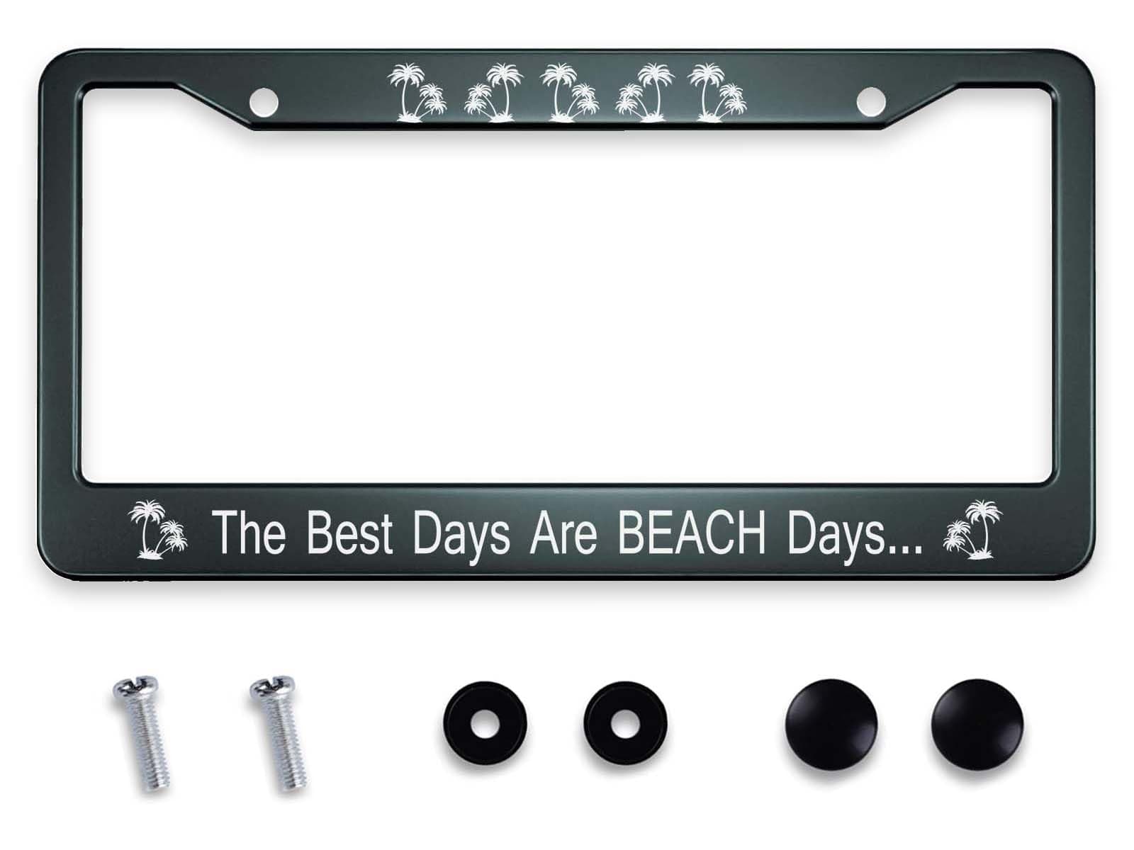 Smooffly The Best Days are Beach Days License Plate Frame, Beach License Plate Holder, Palm Trees License Plate Car Accessories License Plate Art 12.2 x 6.3 Inch