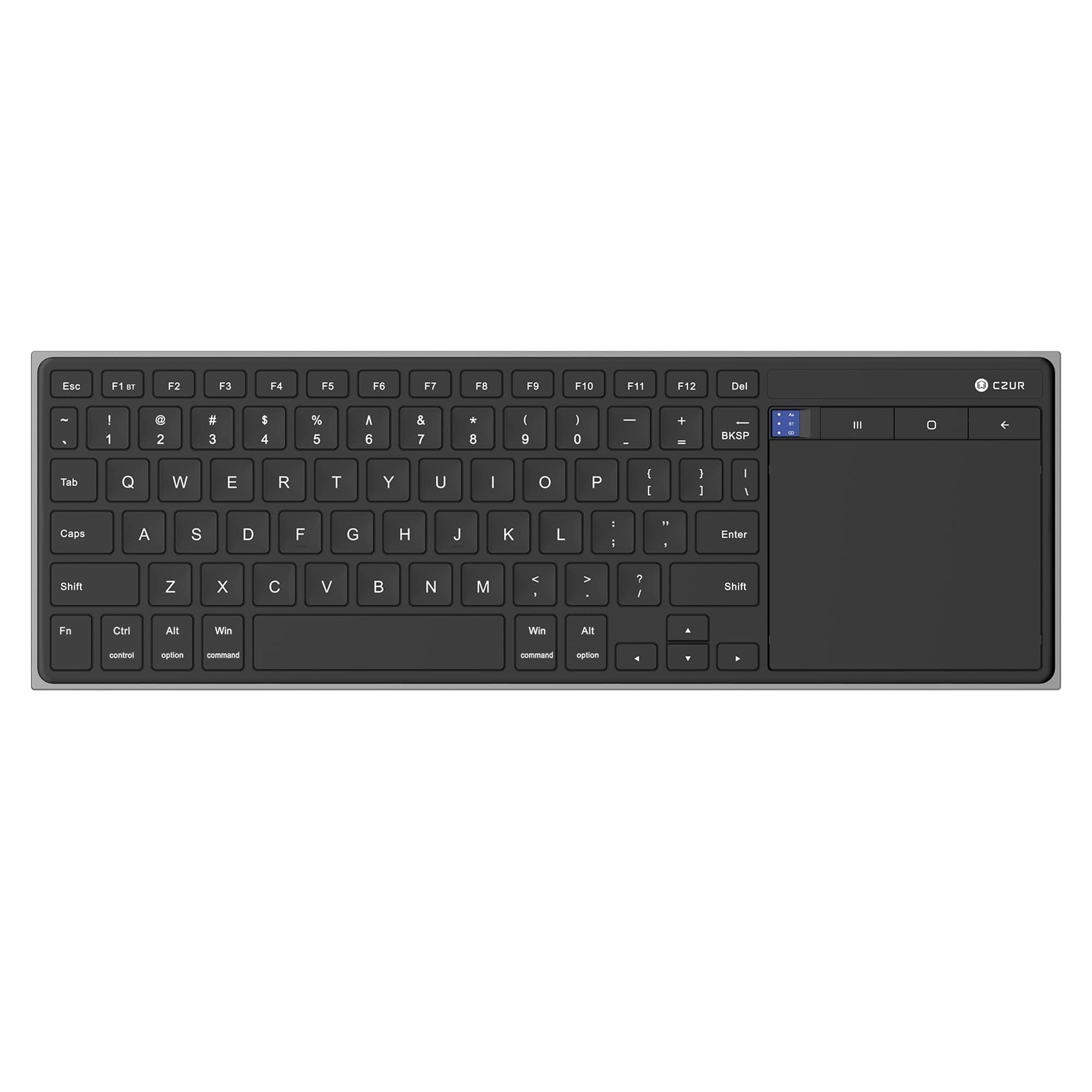 CZUR Rechargeable Bluetooth Keyboard with Touchpad, Wireless Ultra Slim Keyboard with Trackpad for Mac/Windows, Portable Computer Keyboard for PC/Laptop/Tablet/Phone/Smart TV