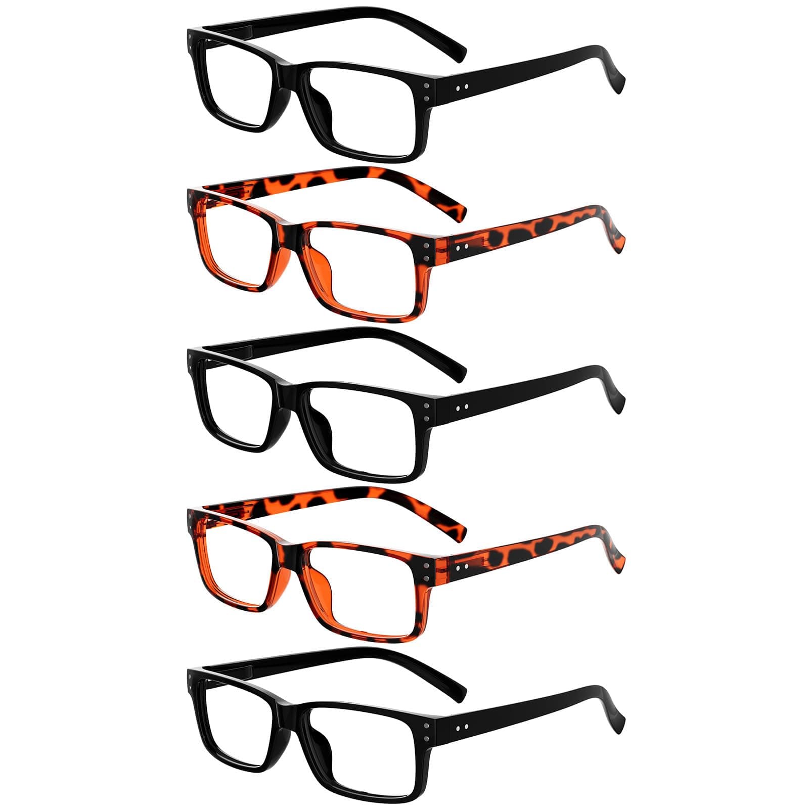 Eyekepper Vintage Reading Glasses for Men - 5 Pack Spring Hinges Classic Readers