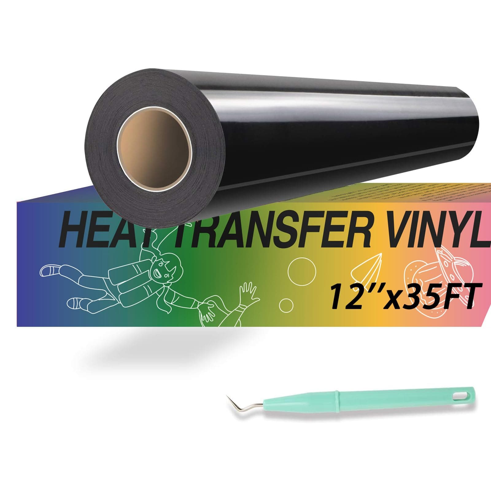 - HTVRONT Heat Transfer Vinyl Black HTV Vinyl Rolls - 12" x 35ft Black Iron on Vinyl for All Cutter Machine, Black HTV Vinyl for Shirts - Easy to Cut & Weed for Heat Vinyl Design