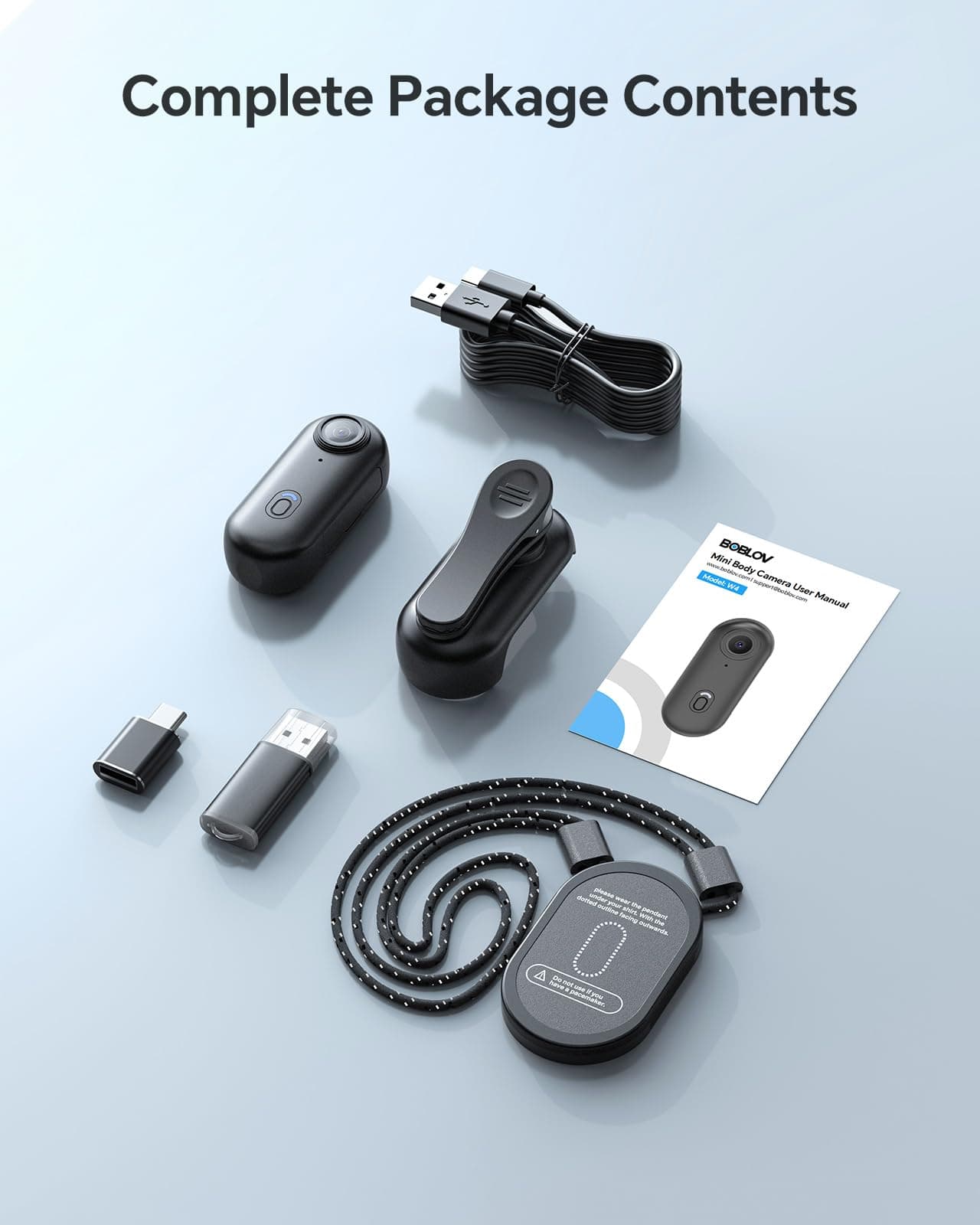 BOBLOV W4 64GB Mini Body Camera, Wearable Camera with 360°Rotatable Clip & Magnetic Clip, 120 Minutes for Recording, Easy to Use for Lecture, Traveling, Pet Walking and Outdoors Activitie