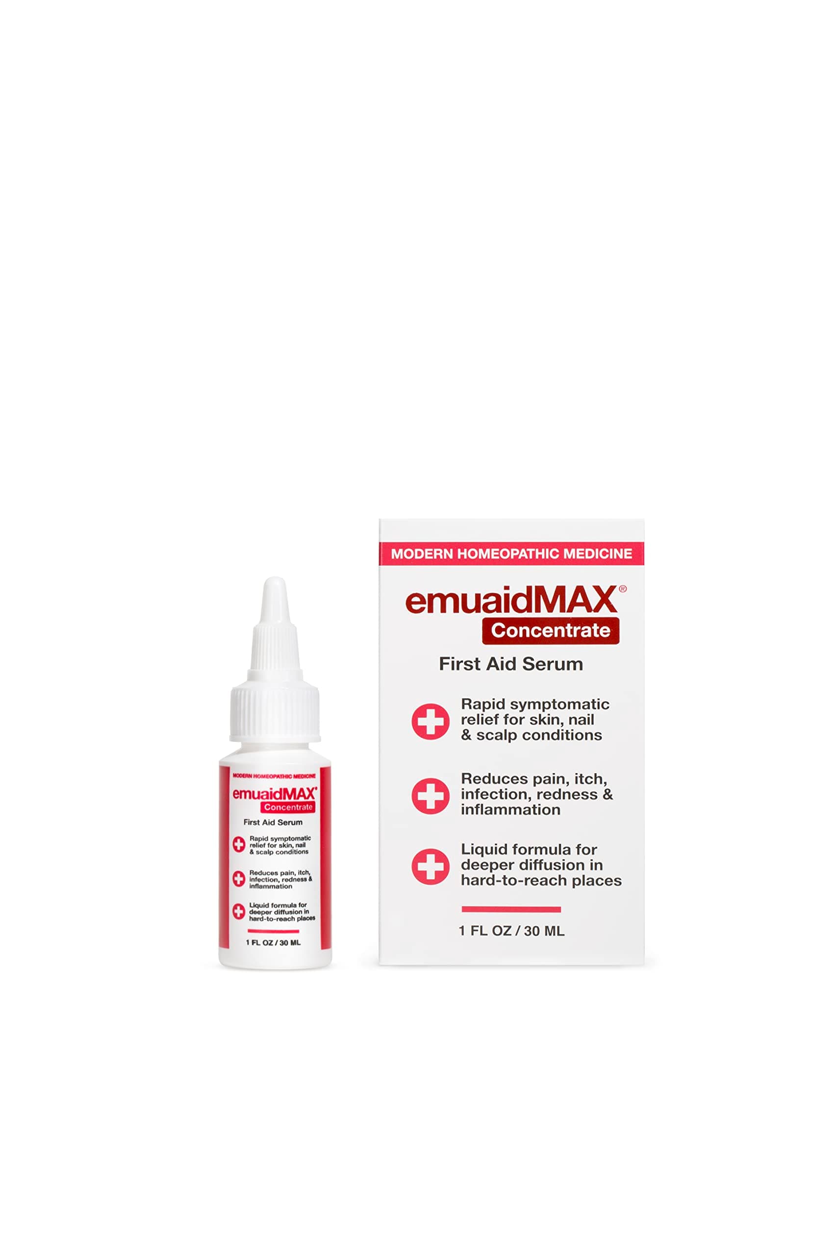 emuaid EMUAIDMAX Concentrate Homeopathic First Aid Serum, All-Natural Solution for Itchy, Painful Skin Conditions, Targets Psoriasis, Eczema, Folliculitis, Nail Fungus, Seborrheic Dermatitis, 1oz