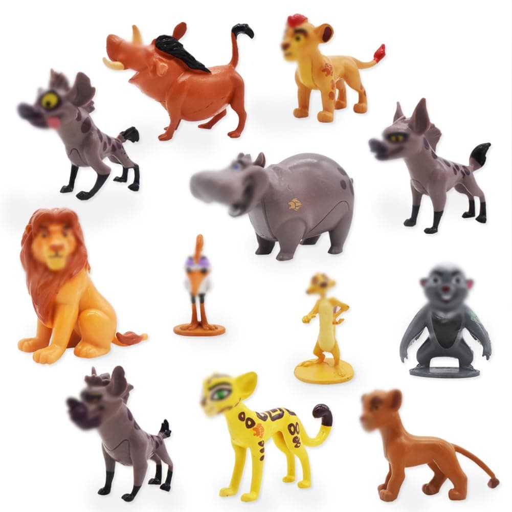 12pcs Lion K-ing Figures Set, Mini Lion Set, Cartoon Character Cake Decoration, for Kids Birthday Decor Ornaments Party Supplies, Birthday Gift for Kids