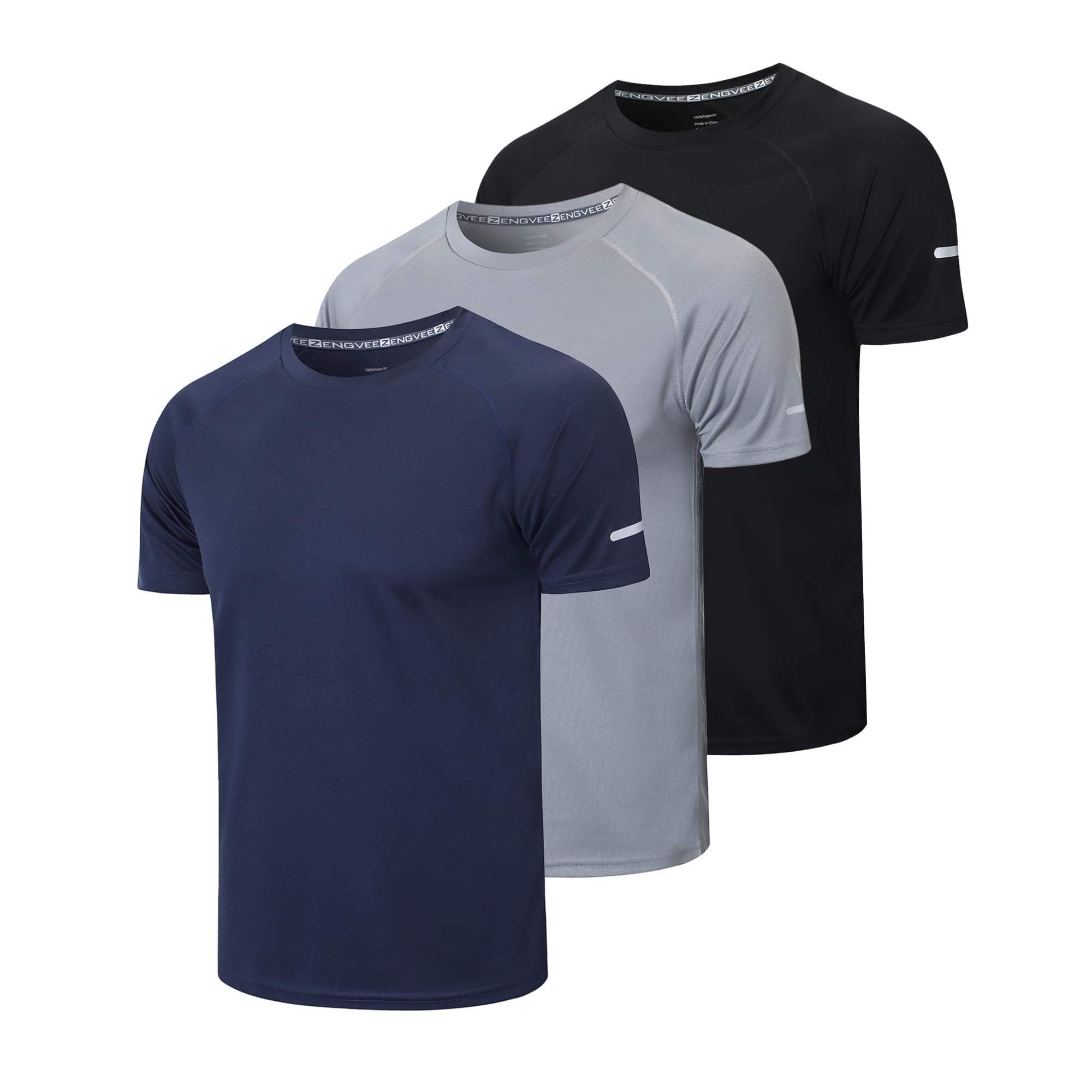 1/3 Pack Mens T-Shirts Quick Dry Short Sleeve Tops Adult Moisture Wicking Active Athletic Running Work Shirts