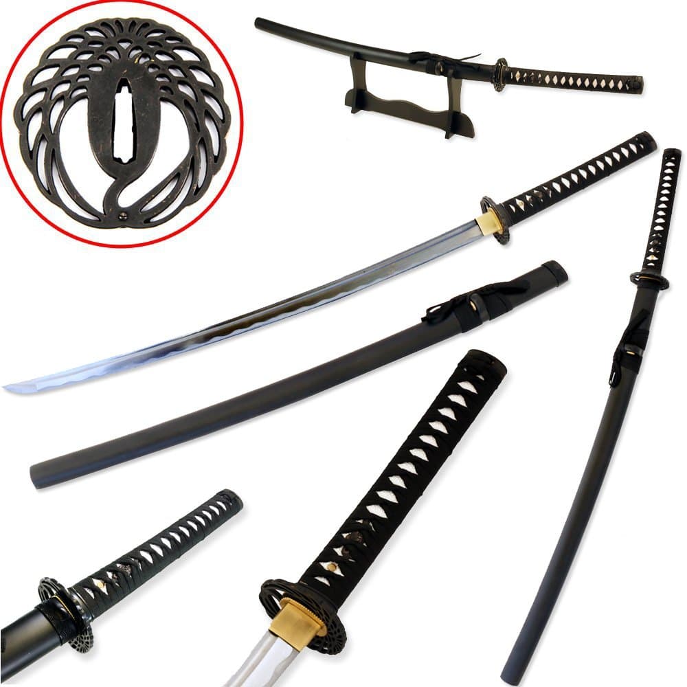 Vulcan Gear Traditional Japanese Handmade Sharp Katana Samurai Sword with Scabbard and Sword Stand