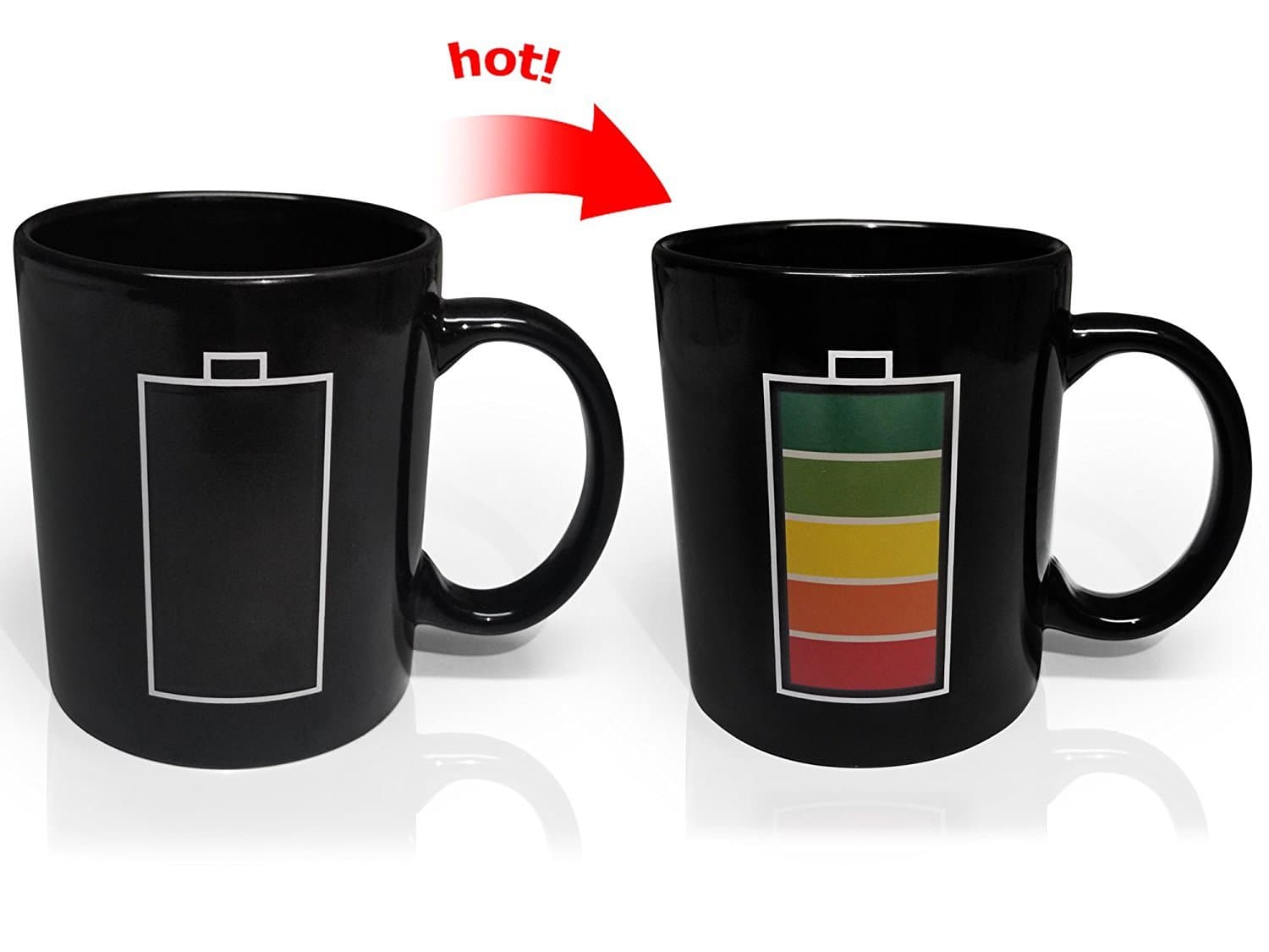 Color Changing Battery Charging Heat Sensitive Mug / Cup (Black)