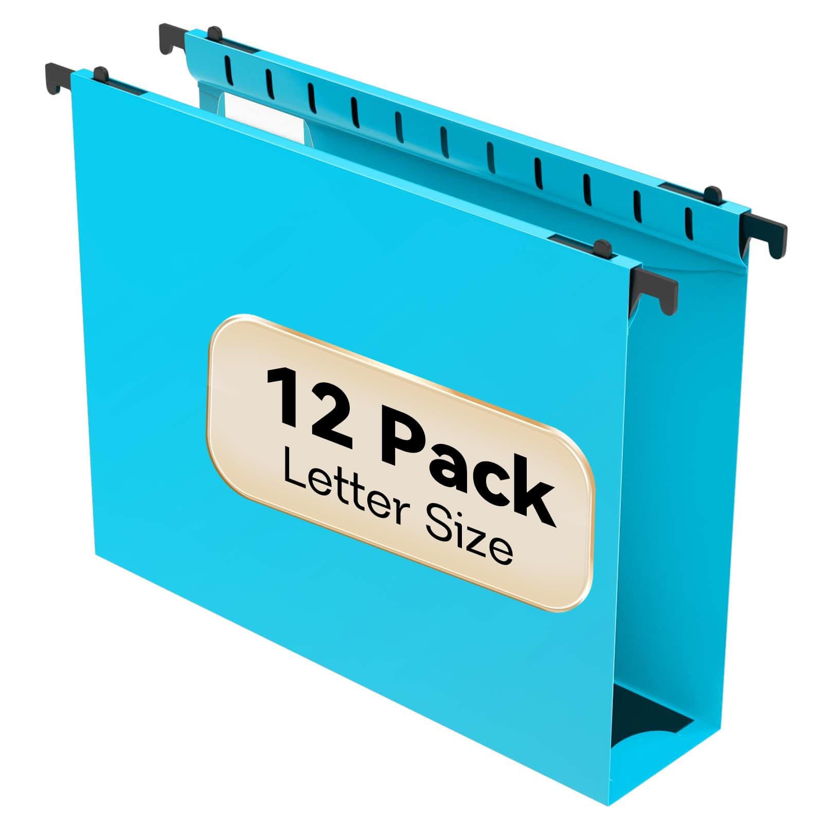 - Plastic Hanging File Folder Extra Capacity,12 Pack Reinforced Hang Folders with Heavy Duty 2 Inch Expansion,Filing Cabinet Folders Letter Size,Hanging Organizer Designed for Bulky Files(Blue)