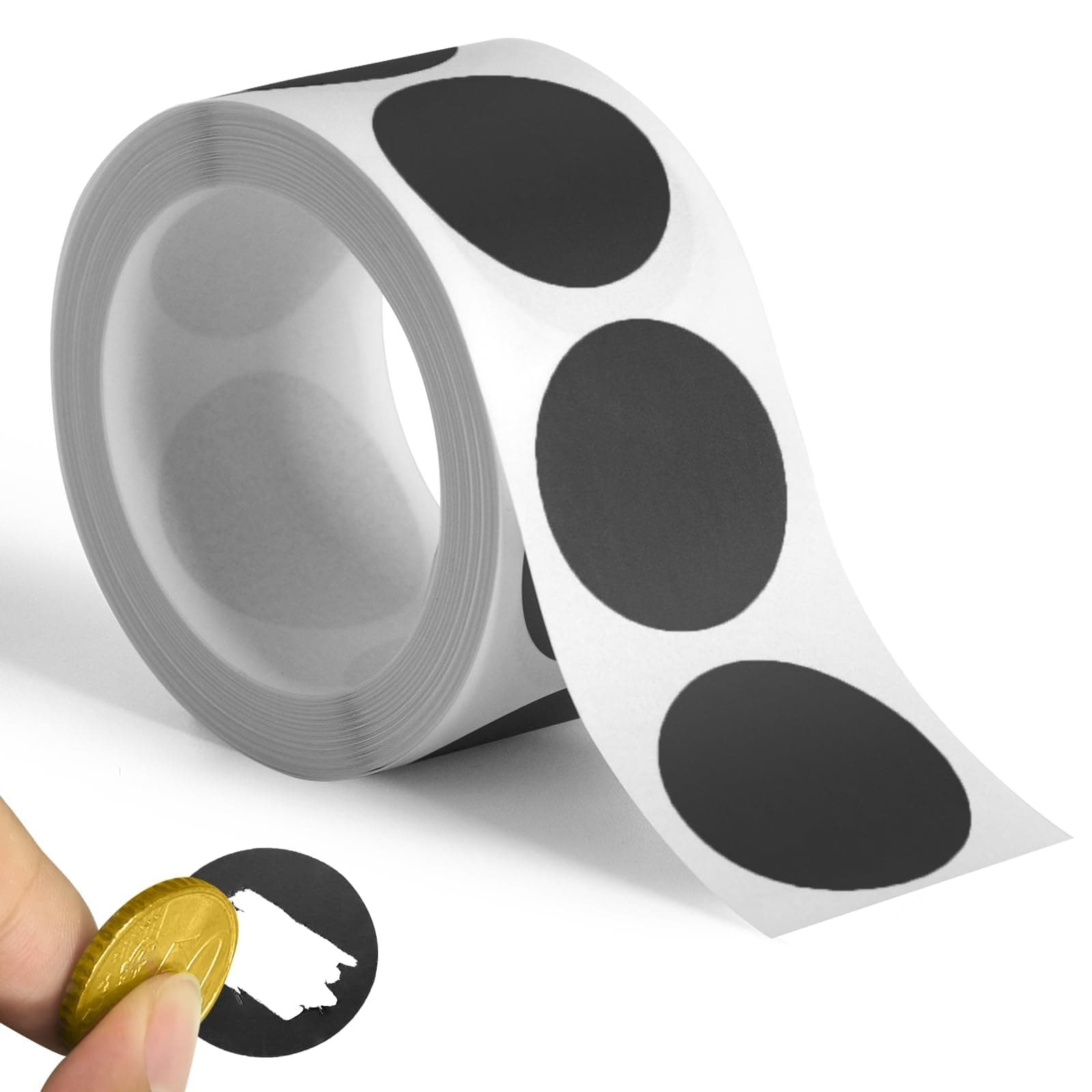 NALACAL 300 Pack Scratch Off Stickers, 1" Round Circle Scratch Off Labels, Self Adhesive Scratch Off Cards for Lottery Tickets DIY, Raffle Card Creating (Black)