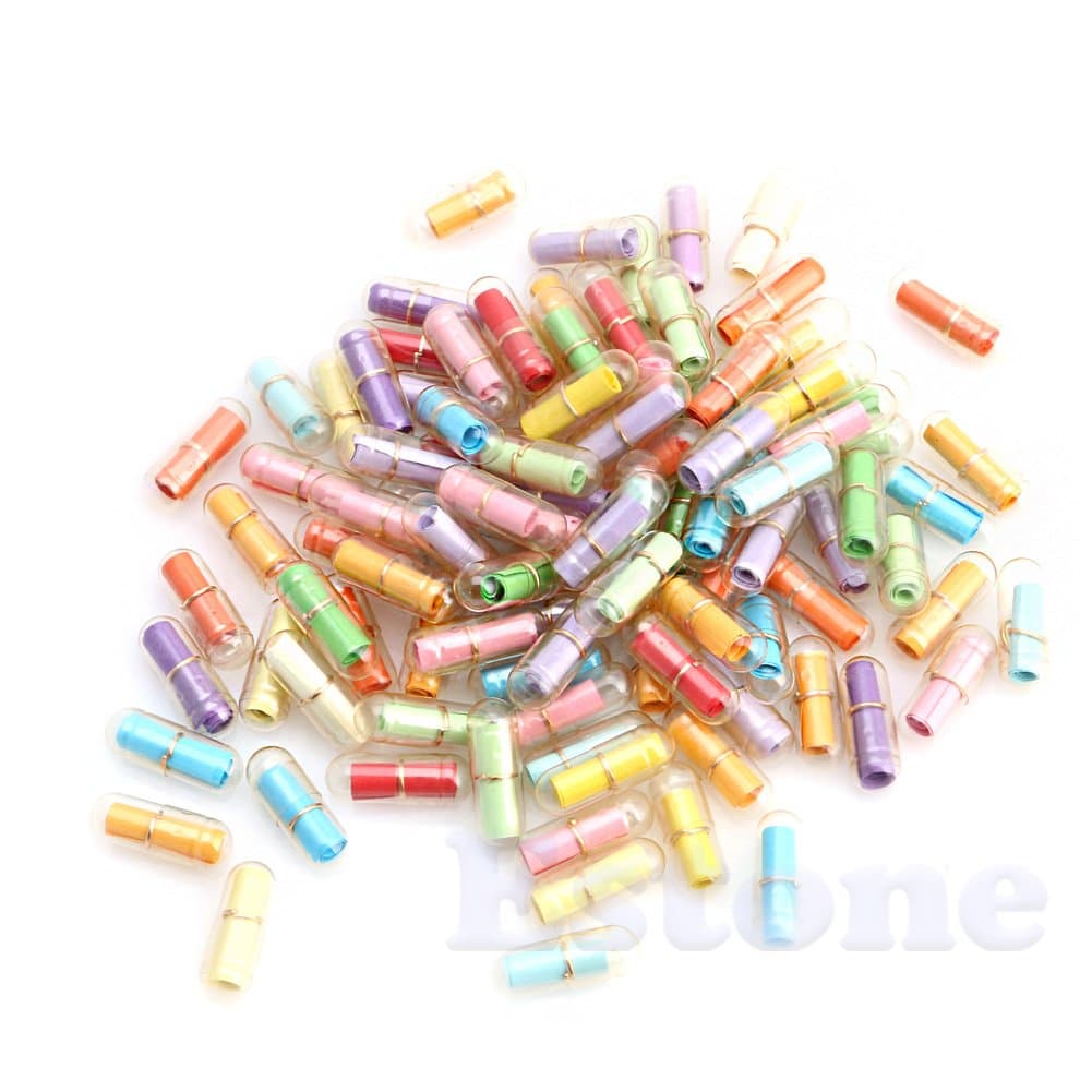100pcs Message in A Bottle Message Capsule Letter Cute Love Full Clear