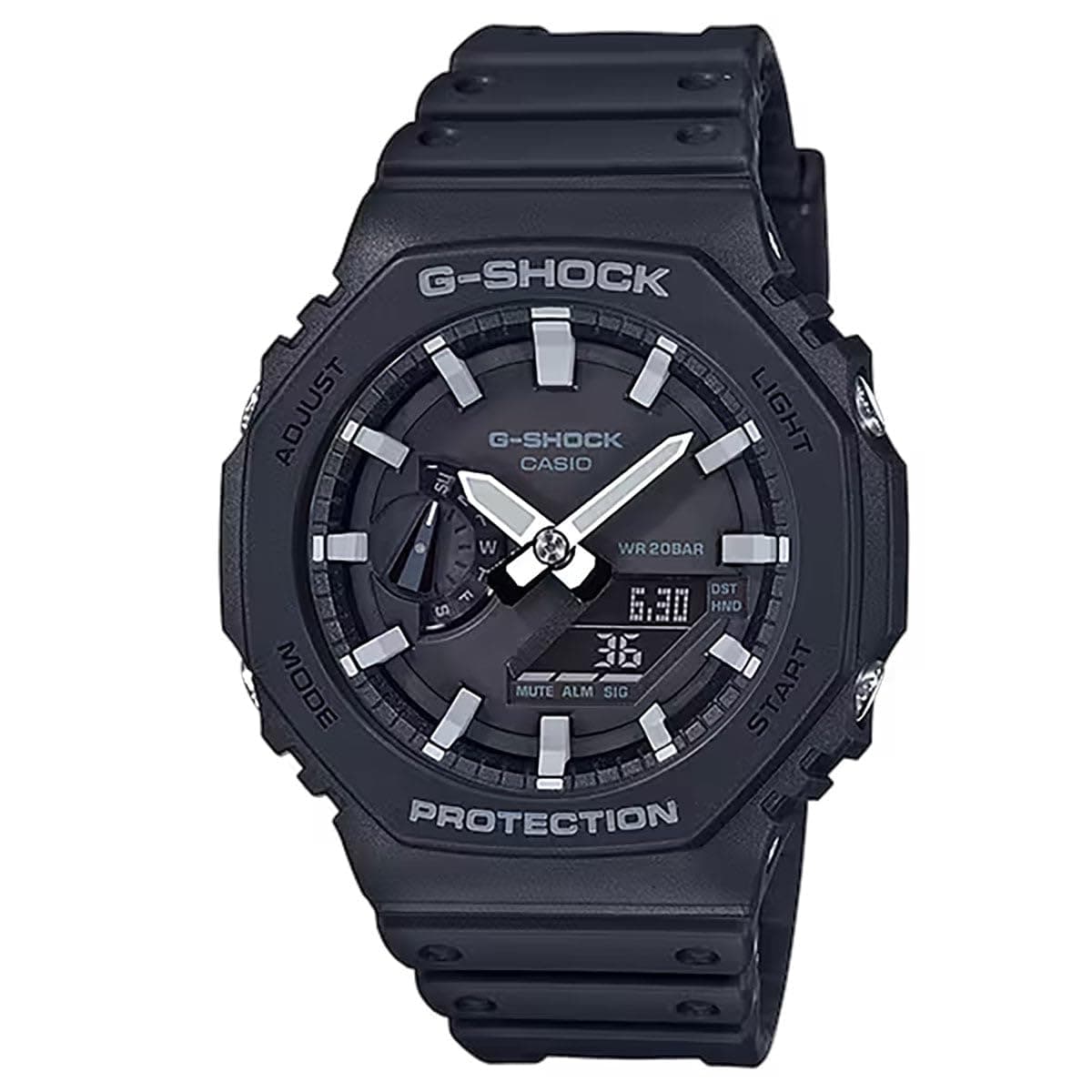 G-Shock Casio GA-2100 Series Analog-Digital Black Resin Watch 48.5mm - GA2100-1A, Black, Retro, Modern