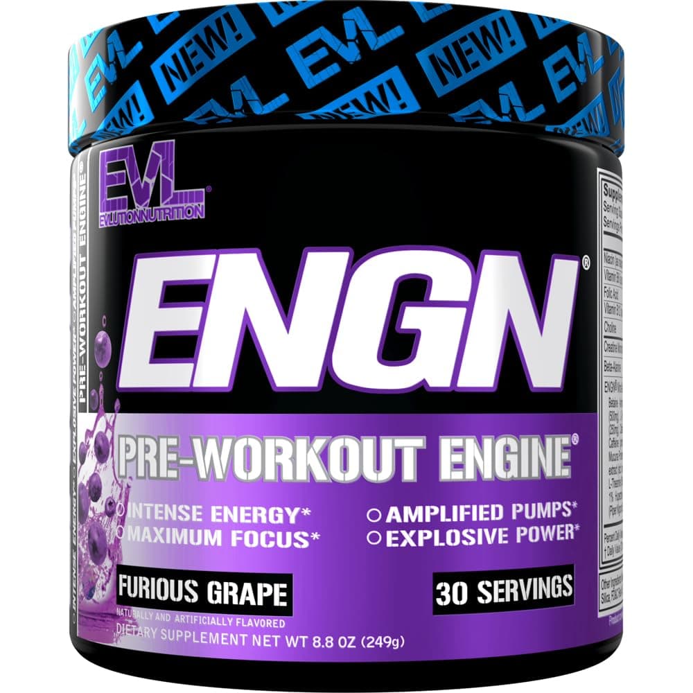 Nutrition ENGN Pre-workout, 30 Servings, Intense Pre-Workout Powder for Increased Energy, Power, and Focus (Furious Grape) Pikatropin-Free