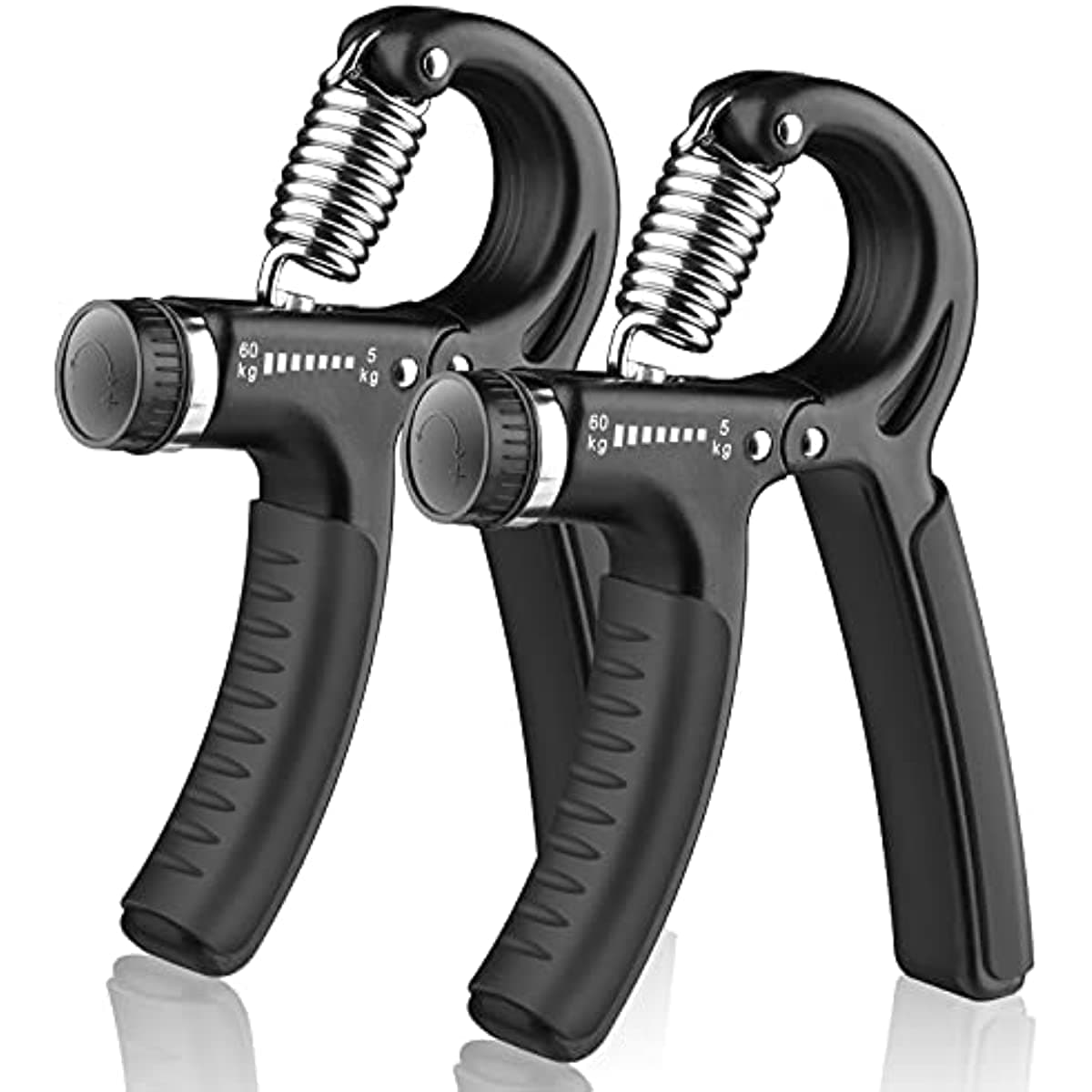 Hand grip Trainer Adjustable Resistance 5-60kg Portable Forearm trainer (Black 2-piece pack)