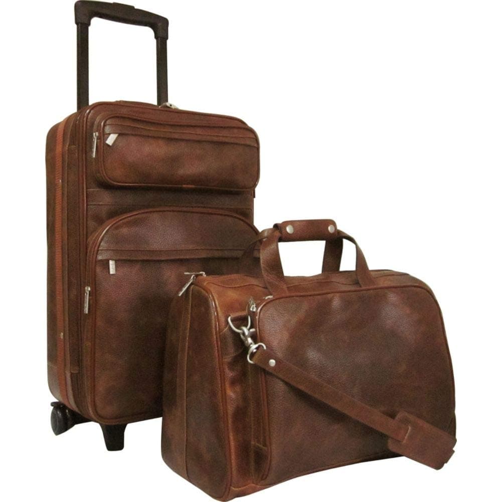 Amerileather Waxy Brown Leather Two Piece Set Traveler