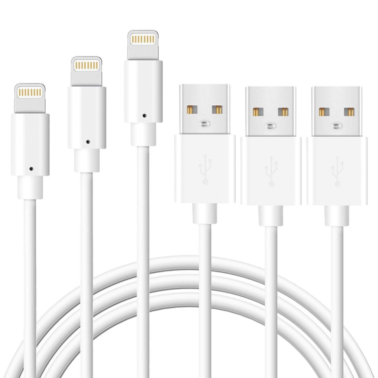 NovtechiPhone 13 Fast Charge Cable - 3Pack 3.3FT 6.6FT 10FT MFi Certified USB-C to Lightning Cable - iPhone Charger Cord for iPhone 13 Mini Pro Max 12 11 X XS XR 8 Plus iPad AirPods Pro, White