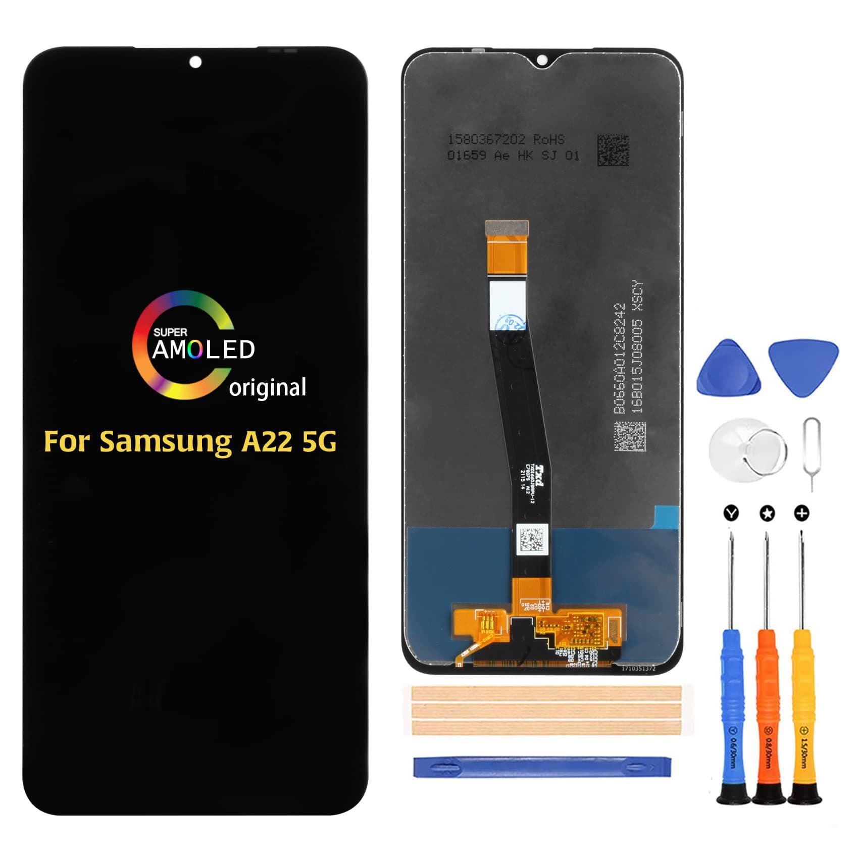 A-MIND for Samsung Galaxy A22 5G A226 6.6 inch Screen Replacement(Not for Samsung A22 4G) for SM-A226B SM-A226B/DS LCD Display Touch Digitizer Full Assembly Repair Kits,with Screen Protector+Tools