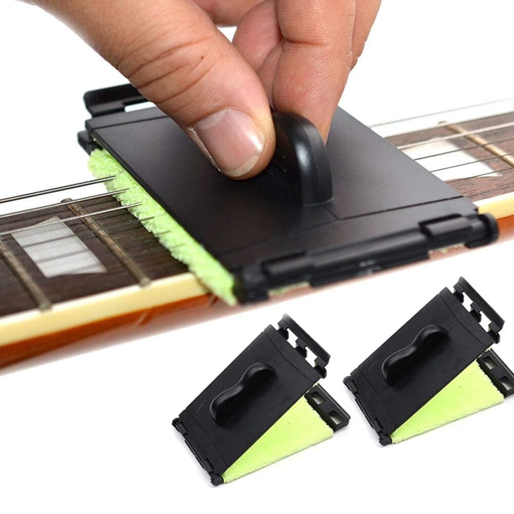 Dual Guitar String Cleaner, 2 Pack Clean Fretboard Cloth Tool Scrubber for Cleaning Maintenance Care Kit for Violin, Bass, Ukulele, Electric Guitars and Other Musical Instrument