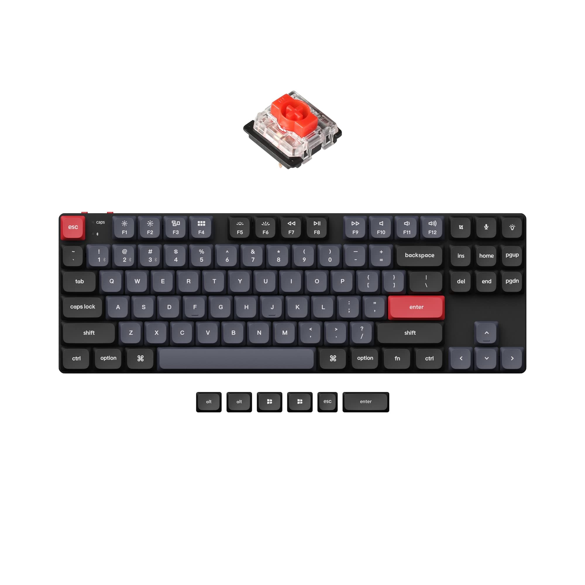 K1 Pro TKL Layout Ultra-Slim QMK/VIA Custom Bluetooth Wireless/USB Wired Mechanical Keyboard with Hot-Swappable Low-Profile Gateron Red Switch, RGB Backlight PBT Keycaps for Mac Windows Linux