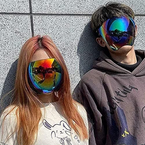 SISTER FREE POUCH Rainbow Face Shield Polycarbonate Goggle style Face Shield with 180� Safety Coverage Unisex Protective| Anti Fog | Face Protector | Compatible with face masks and glasses
