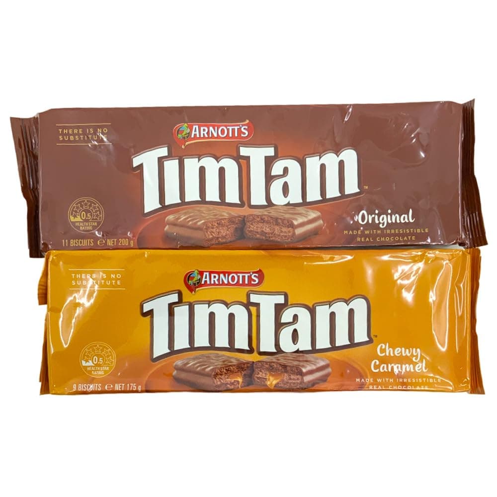TimTams Arnotts Original and Chewy Caramel Biscuits Combo Pack