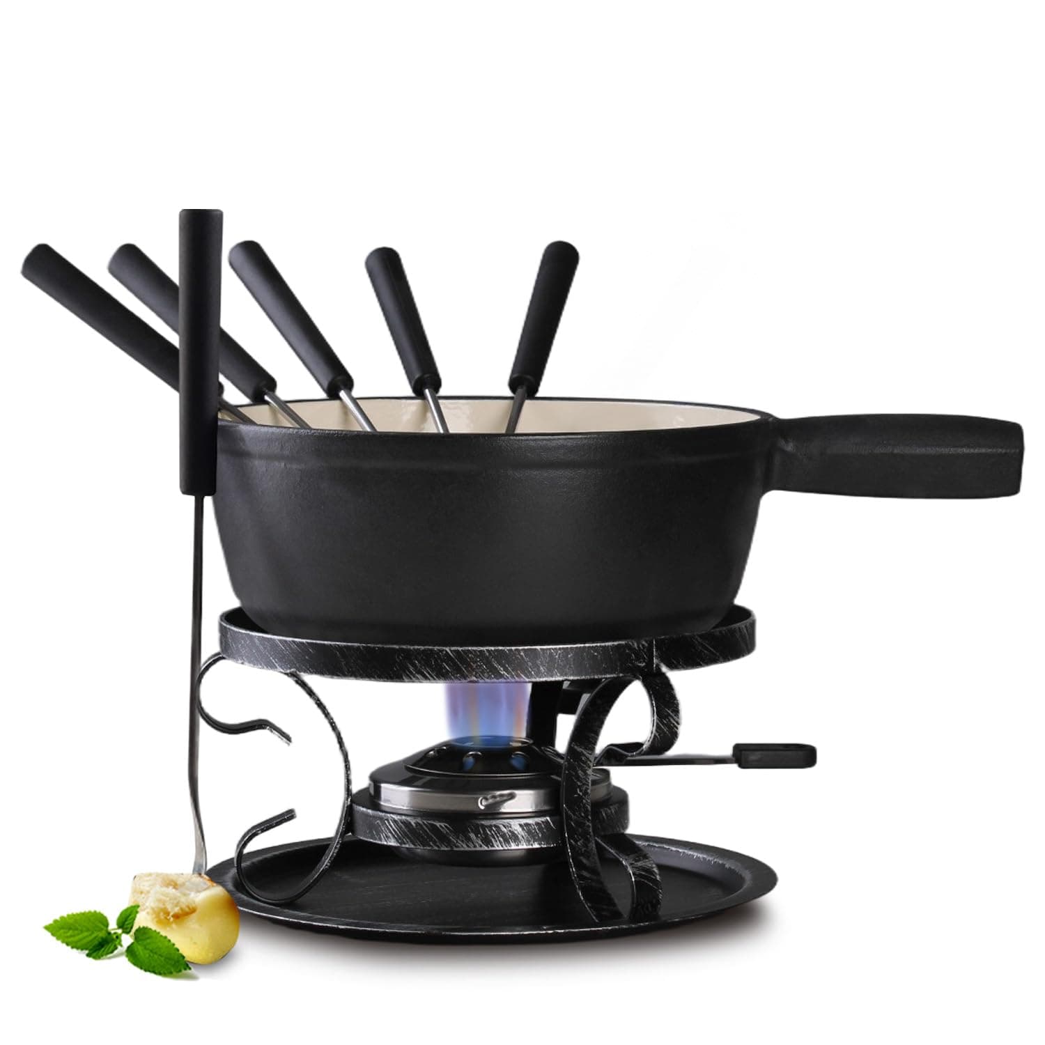 Artestia Cast Iron Fondue Set (Black)