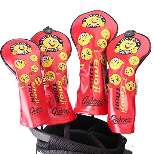 Guiote Golf Club Head Cover 4 pcs Set (Widow Maker-Red)