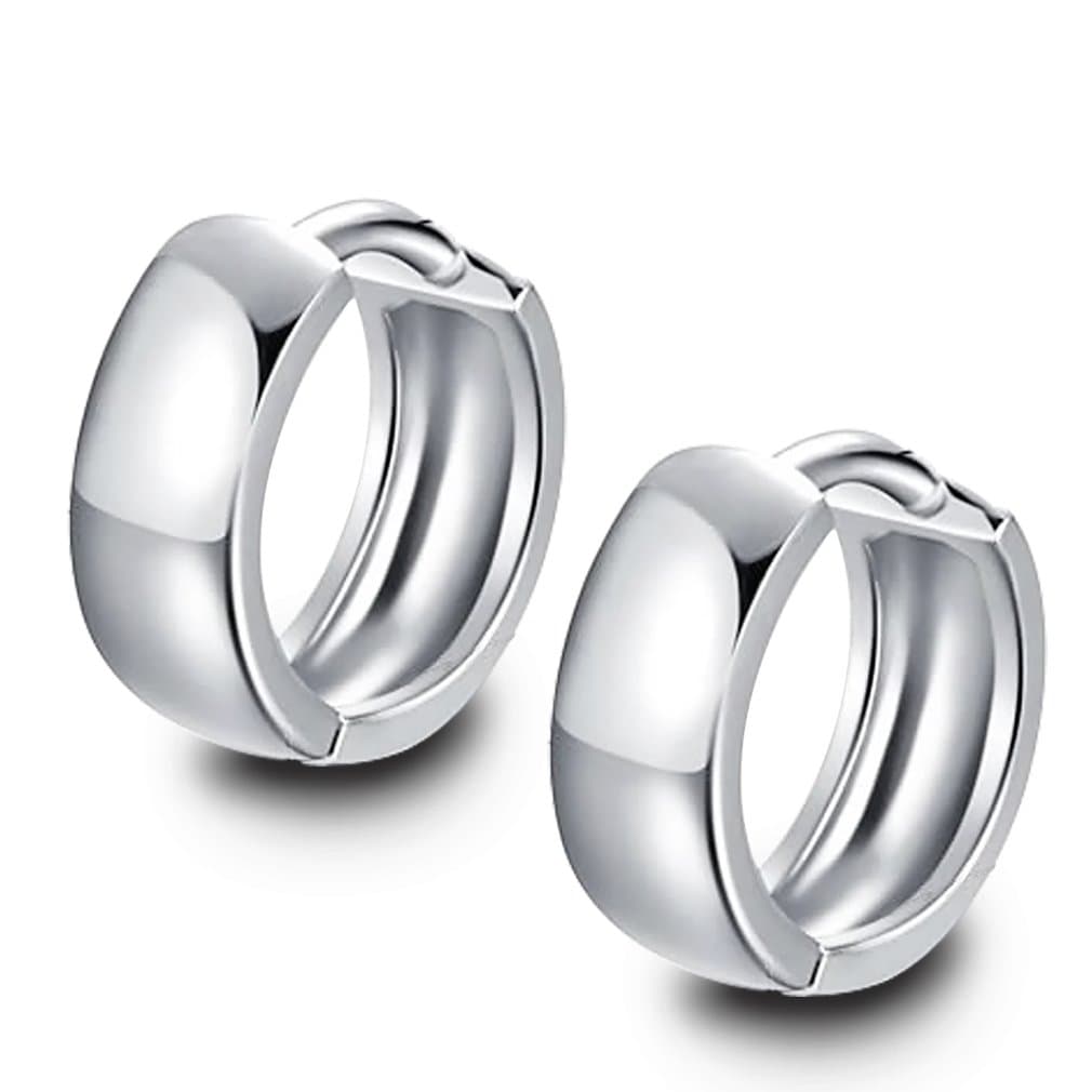 Rolove Charming Women's 925 Sterling Silver Circle Ear Plain Smooth Hoop Huggies Earrings Ear Stud, Mother's Day Gift