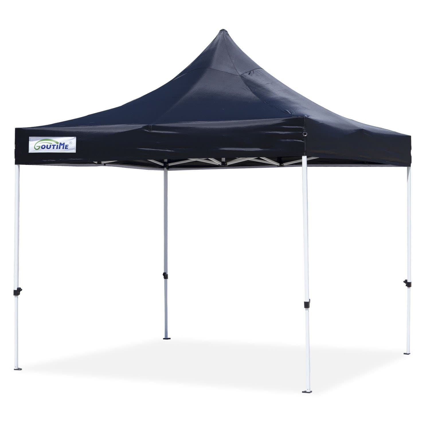 Goutime 10x10 Ft (3m*3m) Easy Pop Up Canopy Tent Gazebo Marquee Commercial Tents Portable Foldable Instant Shelter with Wheeled Carry Bag, Events Beach Market Waterproof,Black