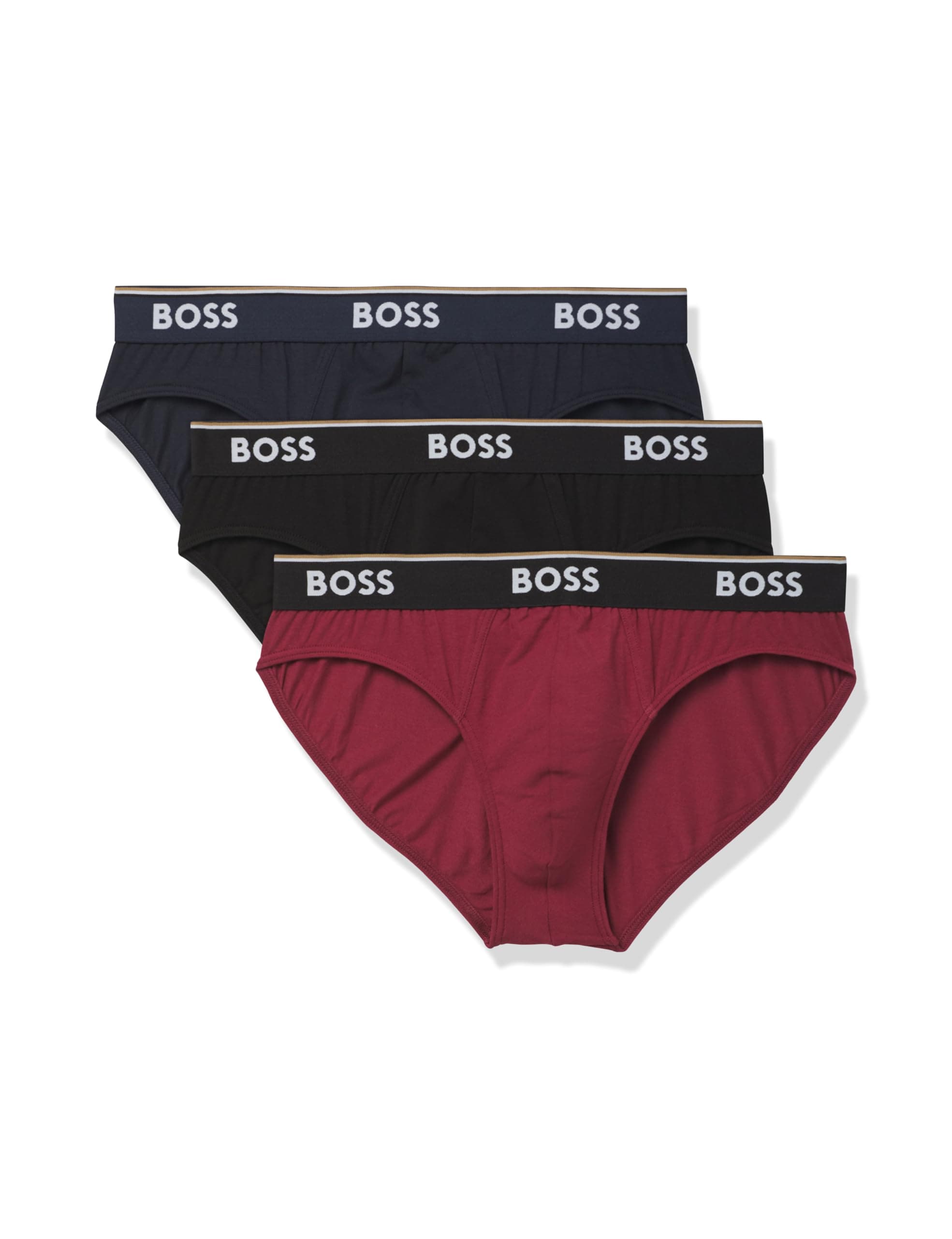 BOSS Mens Brief 3P CO/EL Three-Pack of Stretch-Cotton Briefs with Logo waistbands