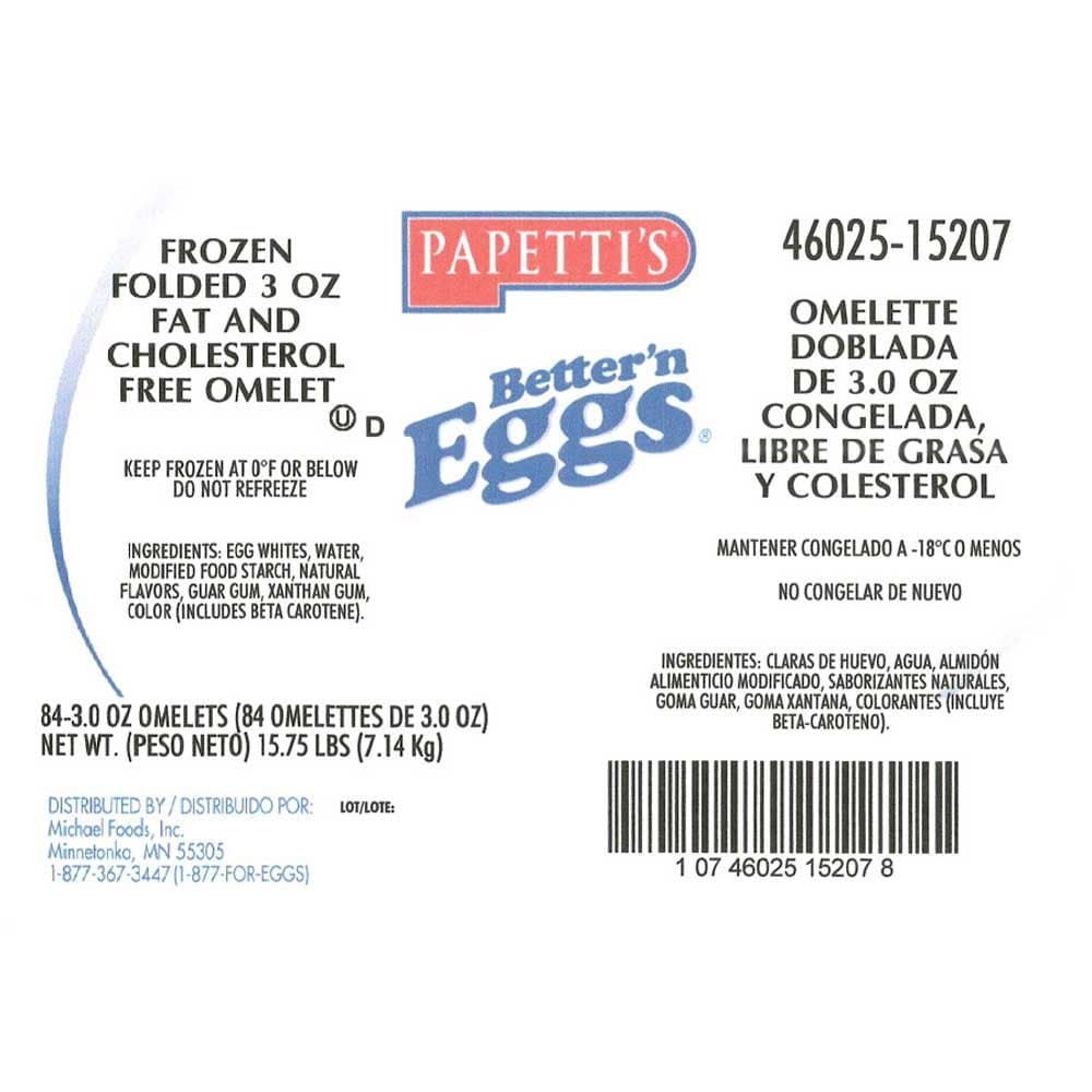 Michael Foods Papettis Express Better and Egg Omelette, 3 Ounce -- 84 per case.