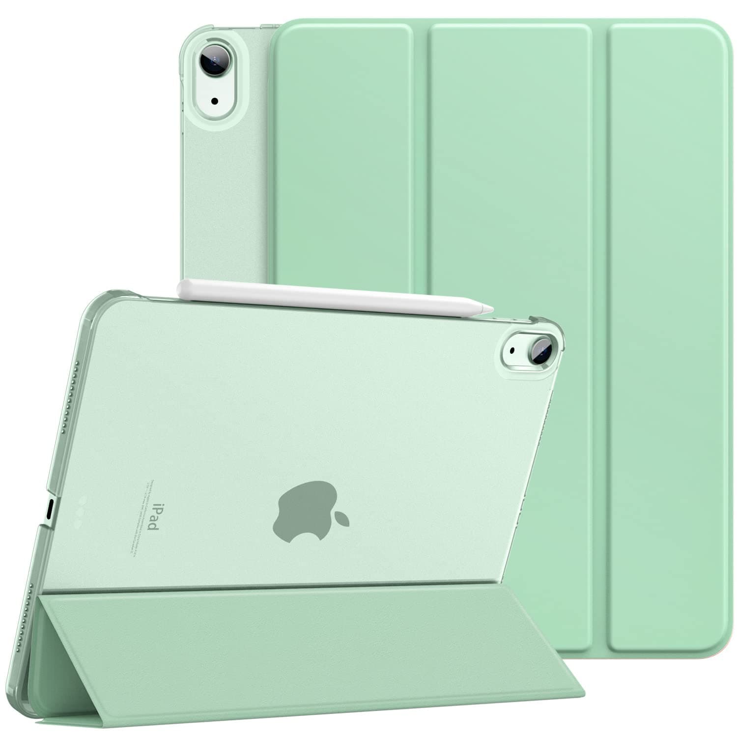 Dadanism Case for iPad Air 5th/4th Generation 2022/2020, Slim Stand Cover with PC Back Shell for iPad Air 5/4 Case 10.9 Inch, Support Magnetic Charging&Auto Wake/Sleep&Touch ID, Green
