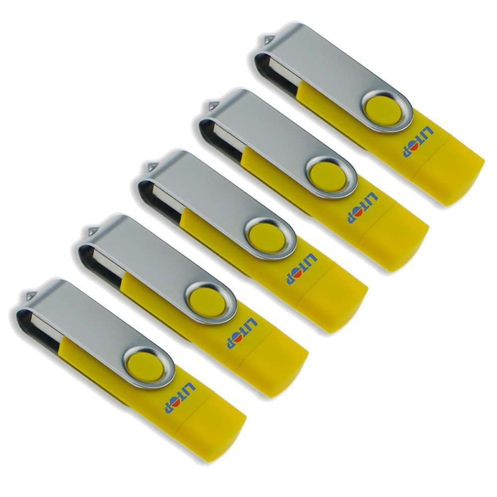 Litop® 5PCS 64GB OTG Swivel Double Plugs USB Flash Drive for Android Smart Phone Samsung Galaxy S4 Also Moto XOOM Nokia N8 E7 Together Compatible with PC Notebook (64GB, Pack of 5 Yellow)