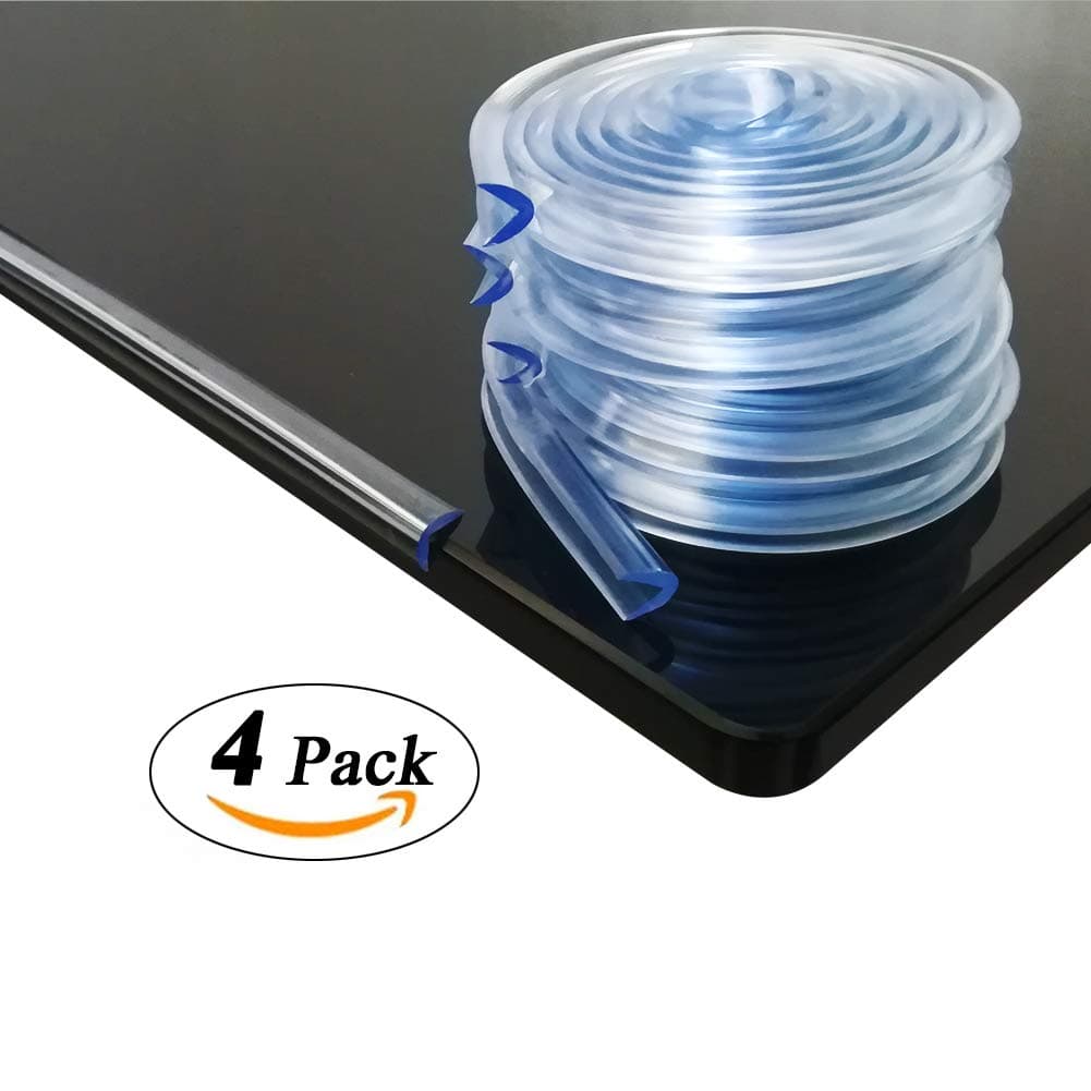 Soft Clear Baby Proof Edge Protectors Strip, Safe Edge Cushion Bumper, 4 Pack High Resistant Adhesive Edge Guards (4x3.28ft, with Double-Sided Tape)