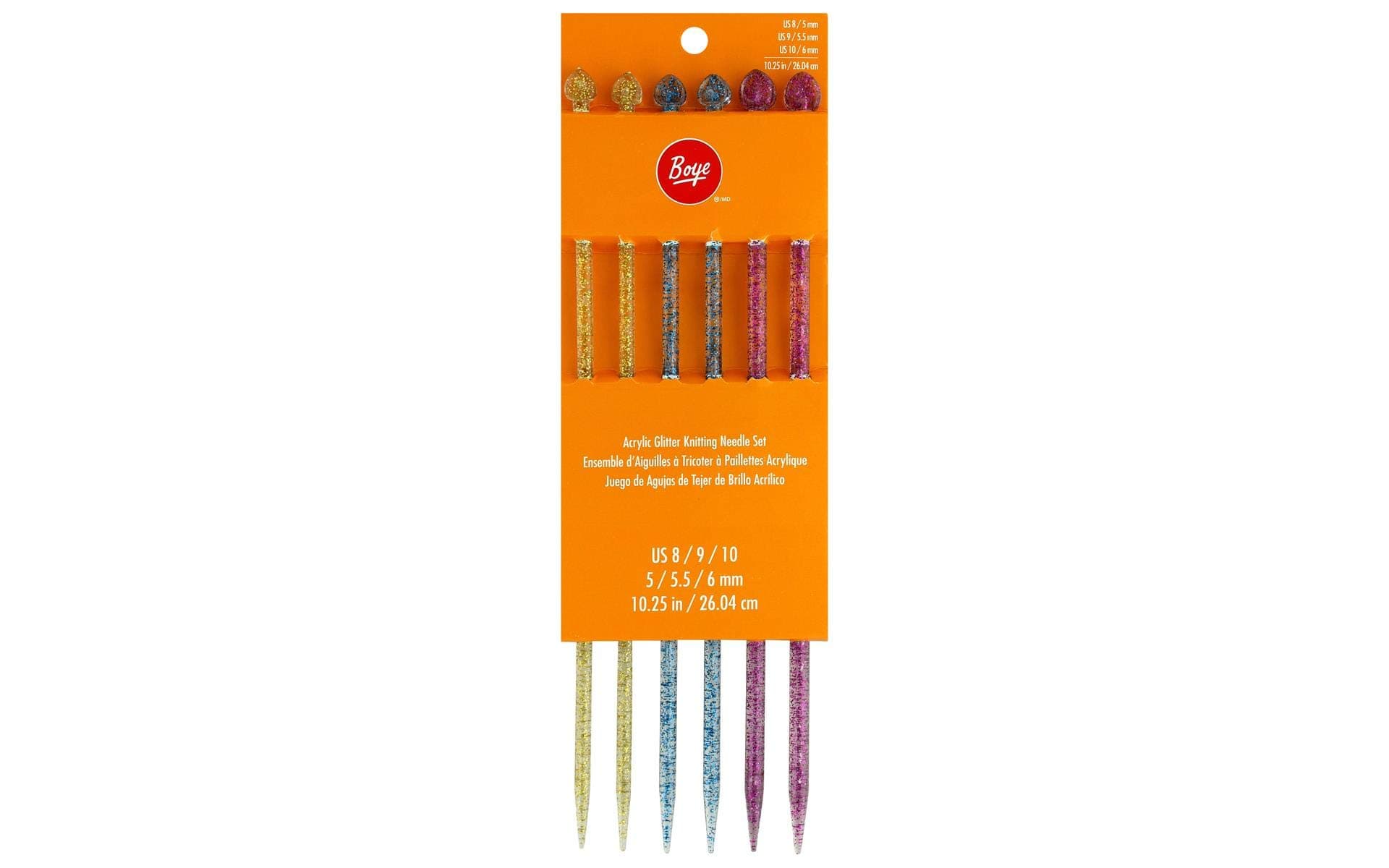 Boye Plastic KNT NDL Sizes 8-10, Yellow,Blue,Pink