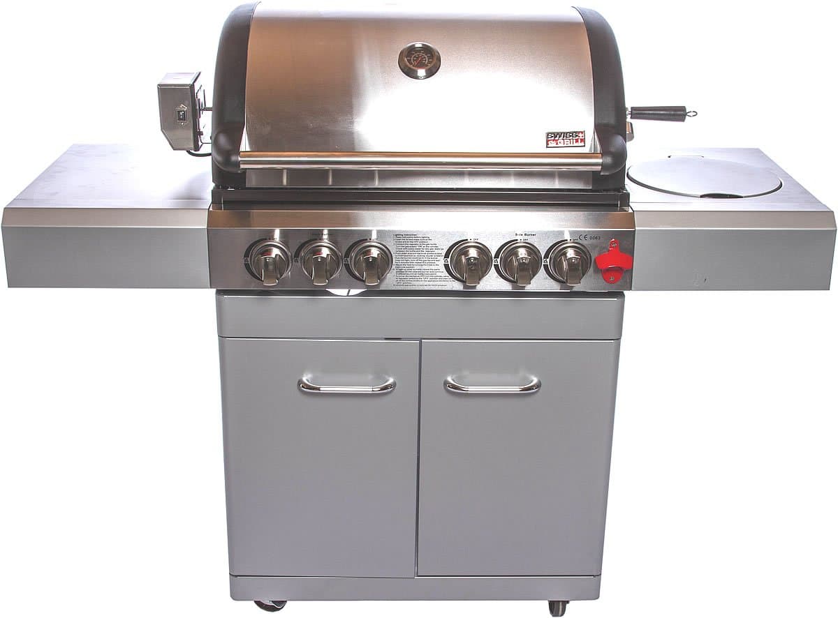 I500TS Icon Series Grill with 4-Piece Burner Unit/Cast Iron Grids/Rotisserie Kit/Powder Coated Cart
