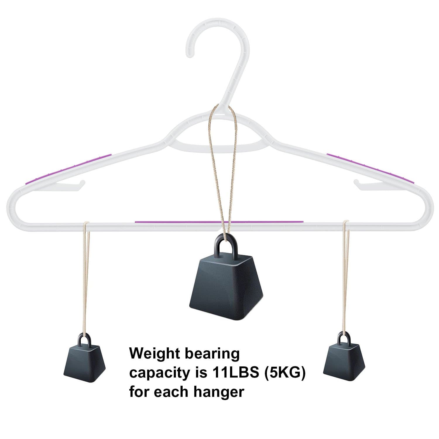 30 Pack Bendable Plastic Hangers Light-Weight Non-Slip Clothes/Suit Hangers (Purple)