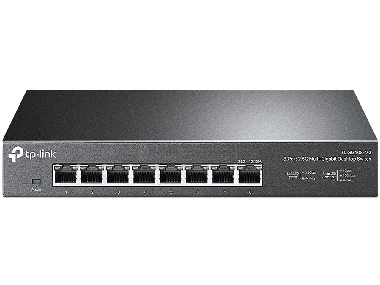 TL-SG108-M2 - 8 Port Multi-Gigabit Unmanaged Network Switch, Ethernet Splitter, 𝟮.𝟱𝗚𝗯 Bandwidth, Plug & Play Desktop/Wall-Mount Fanless Metal Design