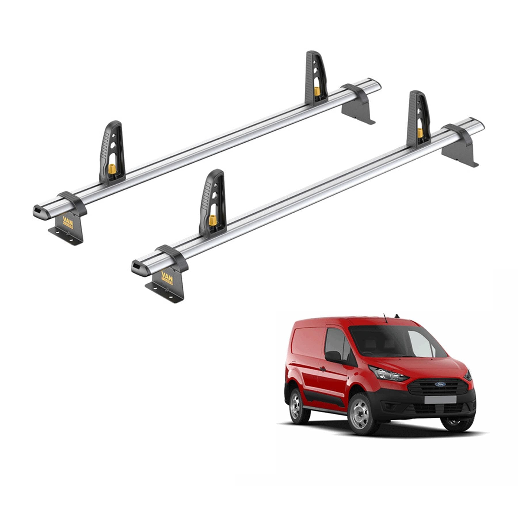 Van Guard Roof Rack for Ford Transit Connect (2013-2023) 2 Aluminium Roof Bars with Loadstops - UltiBar Plus - VG309-2