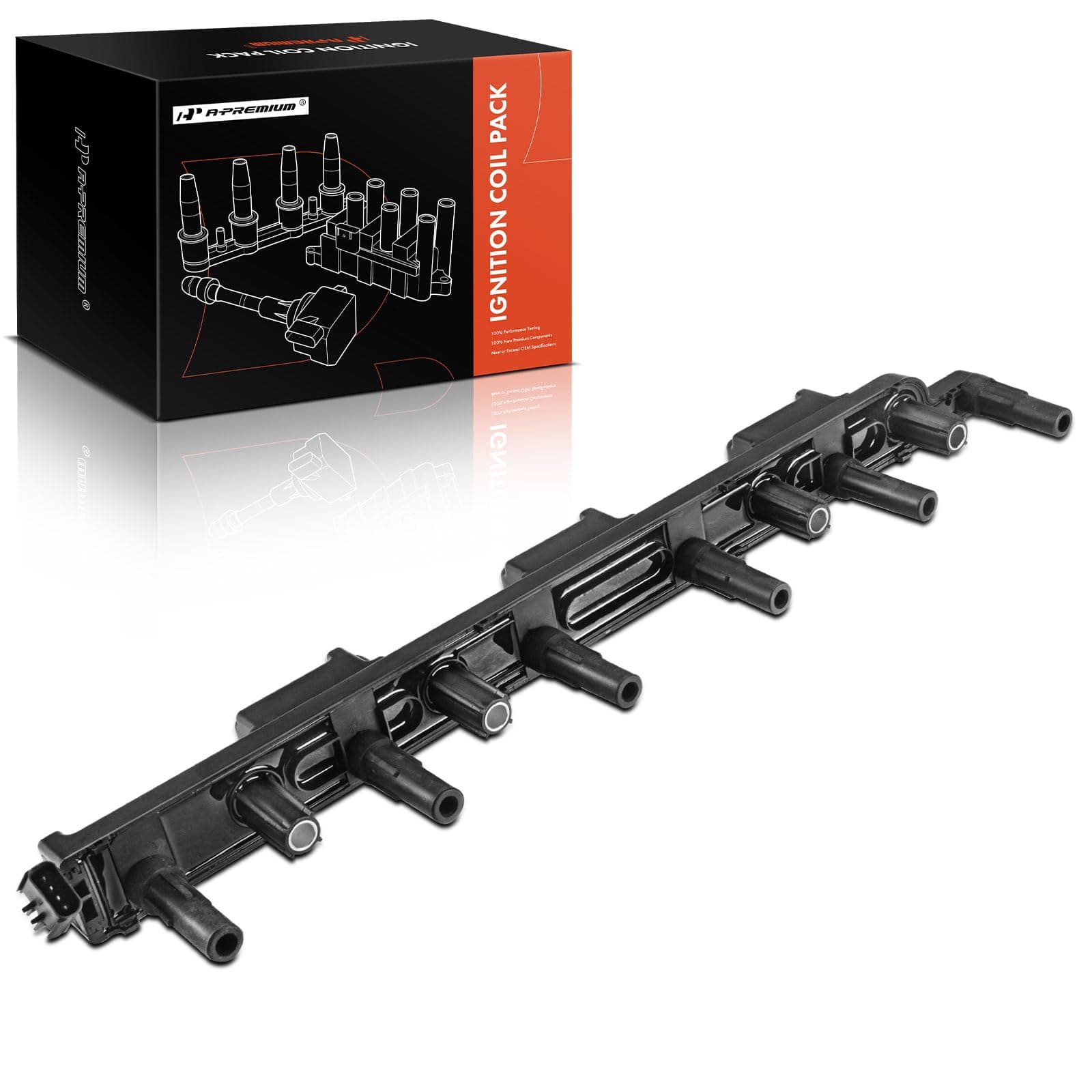 A-Premium Engine Ignition Coil Packs Compatible with Jeep L6 4.0L Engine - Cherokee 2000-2001, TJ 2000-2006, Wrangler 2000-2006, Grand Cherokee 2000-2004