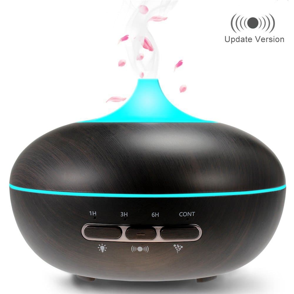 JieXin Aroma Diffuser 300ML Essential oil Diffuser Electric Ultrasonic Humidifier Aromatherapy Cool Mist Humidifier, 10 Hours Continuous Mist, 7 Color Changing LED, for Home, Office, Spa, Yoga (Black)