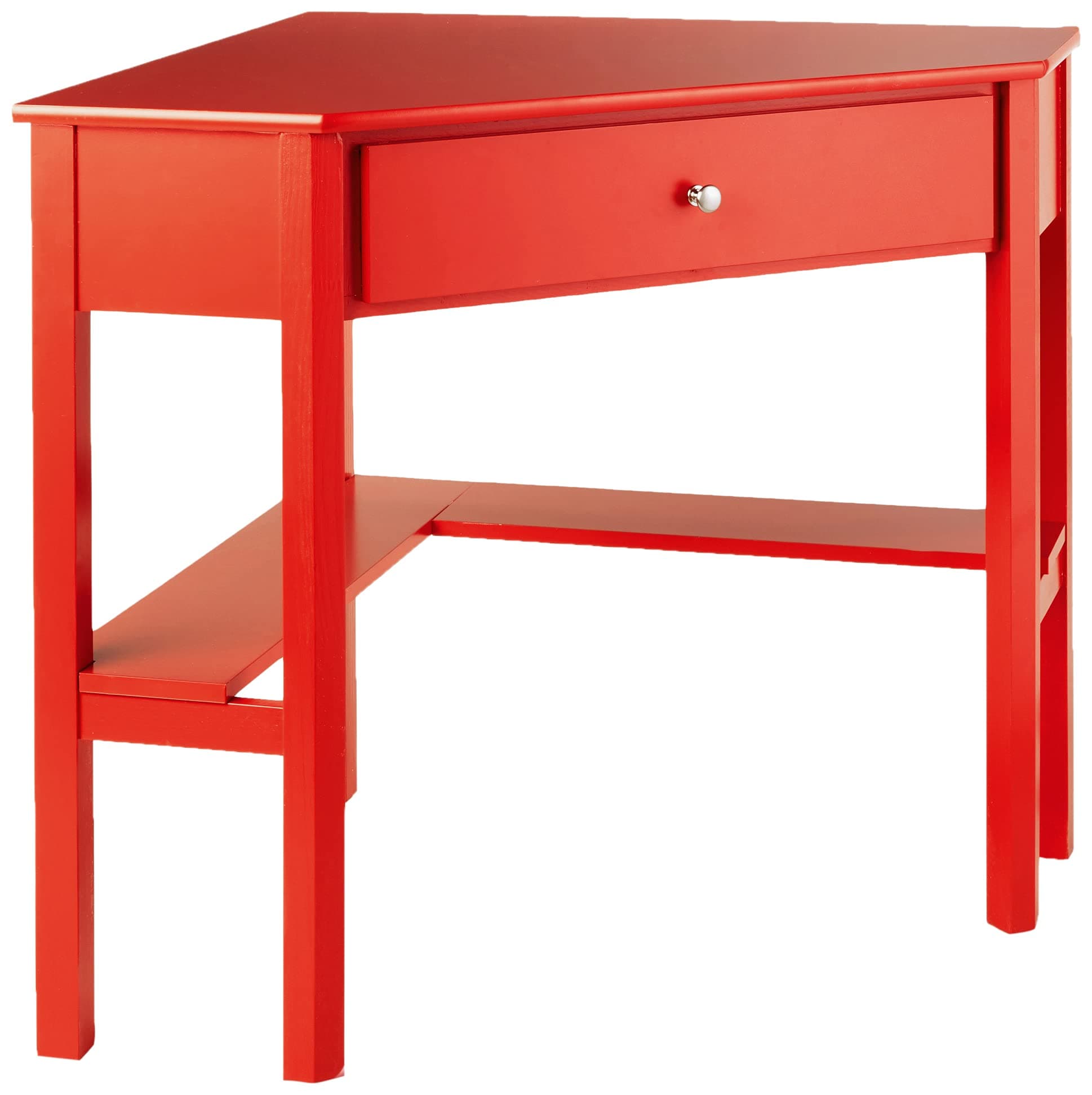 Target Marketing Systems Ellen Corner Desk with One Drawer and One Storage Shelf, Red