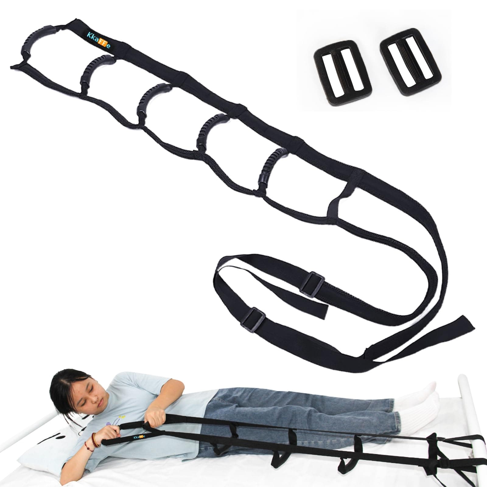 Bed Ladder Assist Pull Up Sit Up with 6 Handles, Adjustable Rope Bed Ladder Strap, Bed Rope Ladder Helper for Seniors, Pregnant, Handicap, Injury