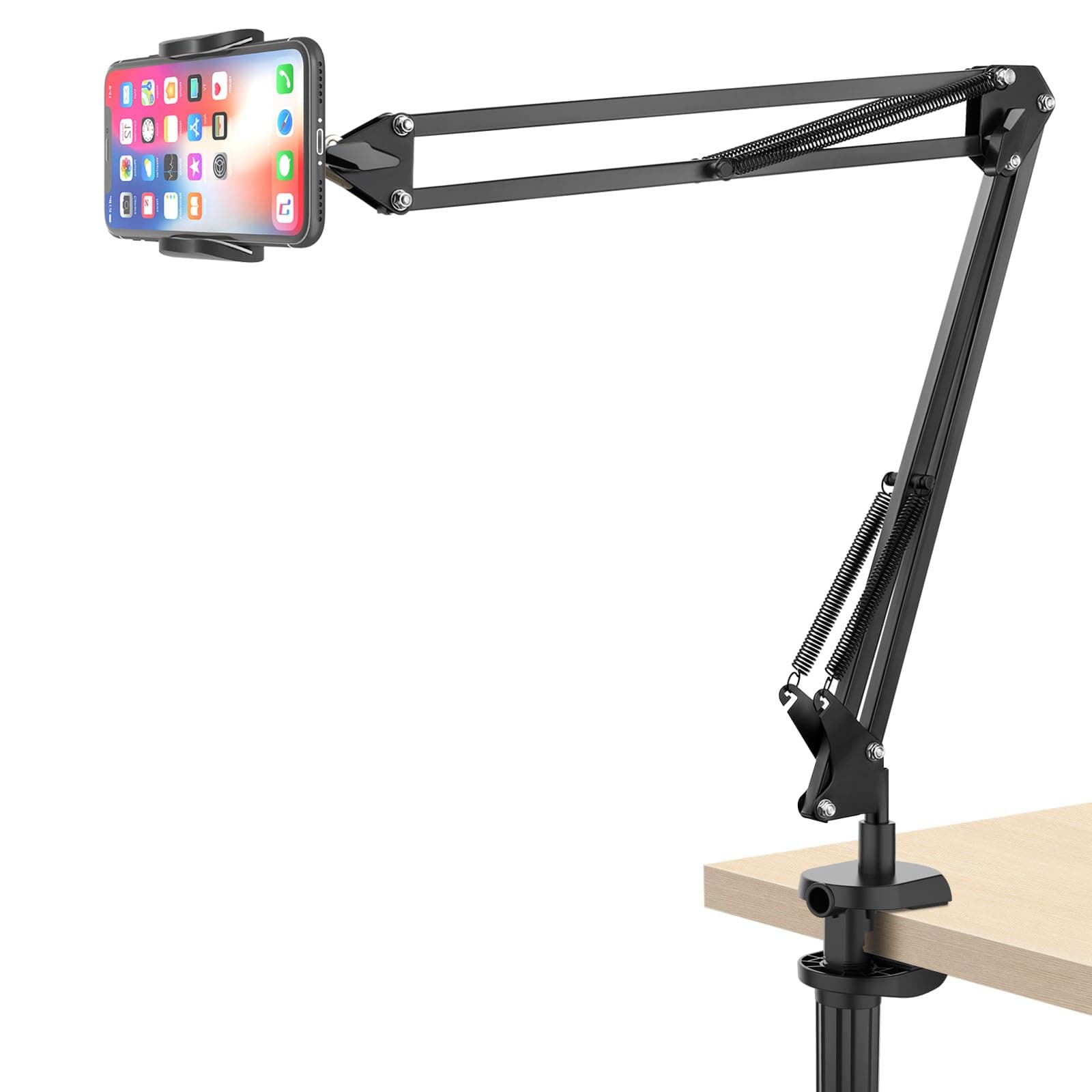 Cell Phone Holder, Universal Phone Stand Clip Lazy Bracket Flexible Articulating Arm Phone Mount Compatible with iPhone 15 14 13 12 11 Pro Xs Max XR X 8 7 6, Samsung