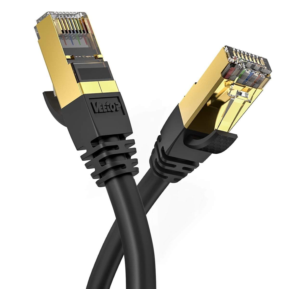 Veetop 30m/98ft CAT8 Ethernet Cable 40Gbps 2000Mhz High Speed Gigabit SFTP Lan Network Internet Cables with RJ45 Gold Plated Connector for Use of Smart Office Smart Home System iOT Gaming Movie