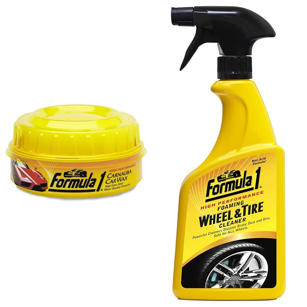Formula 1 615026 Carnauba Paste Wax (230 g) & Formula 1 615254 High Performance Foaming Wheel Cleaner (680 ml)