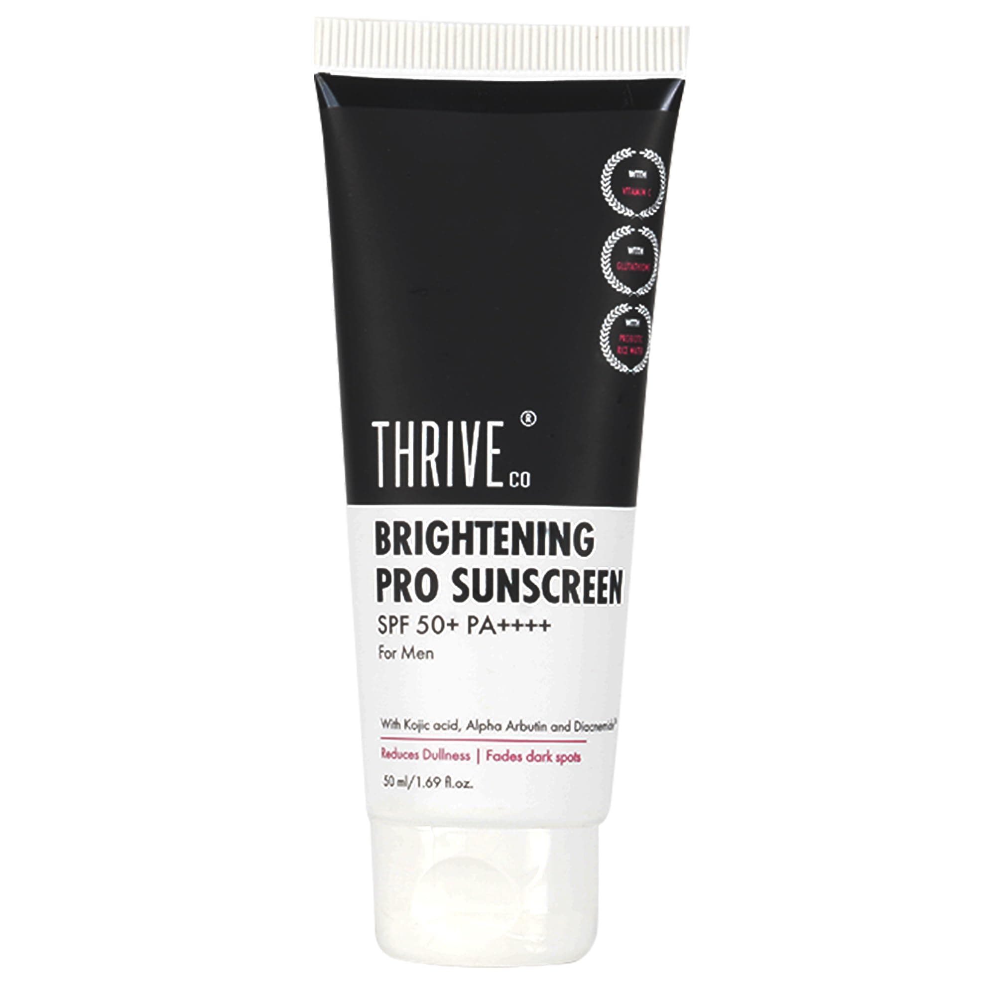 Brightening Pro Sunscreen for Men | SPF 50+ Pa++++ | Zero White Cast | Kojic acid, Vitamin C & Diacnemide™ | Non-sticky & Anti-Ageing | Boosts Collagen, Fades Dark Spots & Wrinkles | 50ml