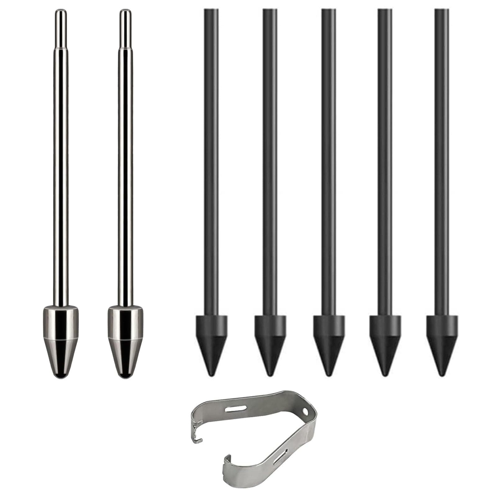 Titanium Metal Nibs/Tips Replacement for Samsung Galaxy Tab S9/S9FE+/S9 Ultra/S8/S8+/S8 Ultra/S7/S7 FE/S6/S6 Lite/S22/S23/S24 Ultra S Pen,Titanium+Plastic Nibs/Tips+Clip (2+5 pcs Set)